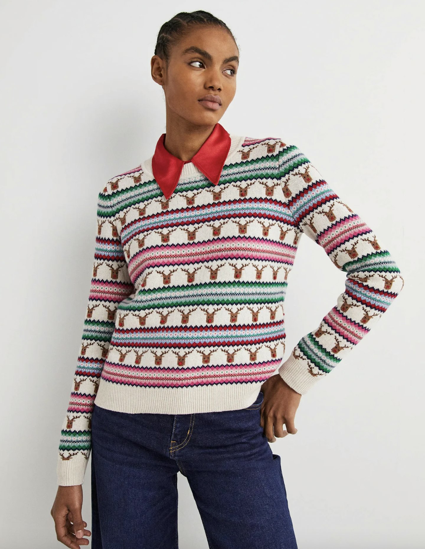 Boden, Reindeer Fair Isle Christmas Jumper