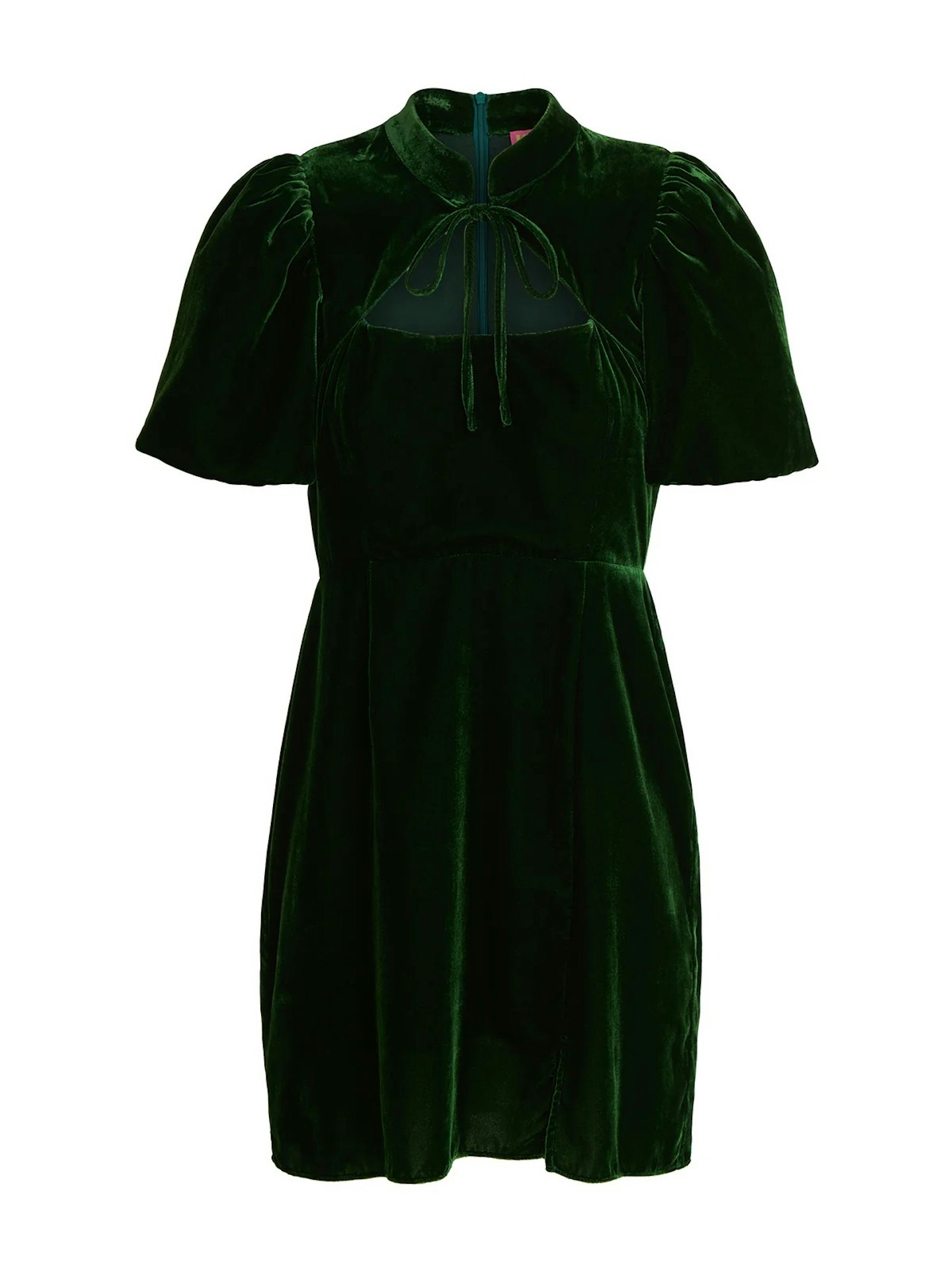 KITRI Josette Green Velvet Mini Dress