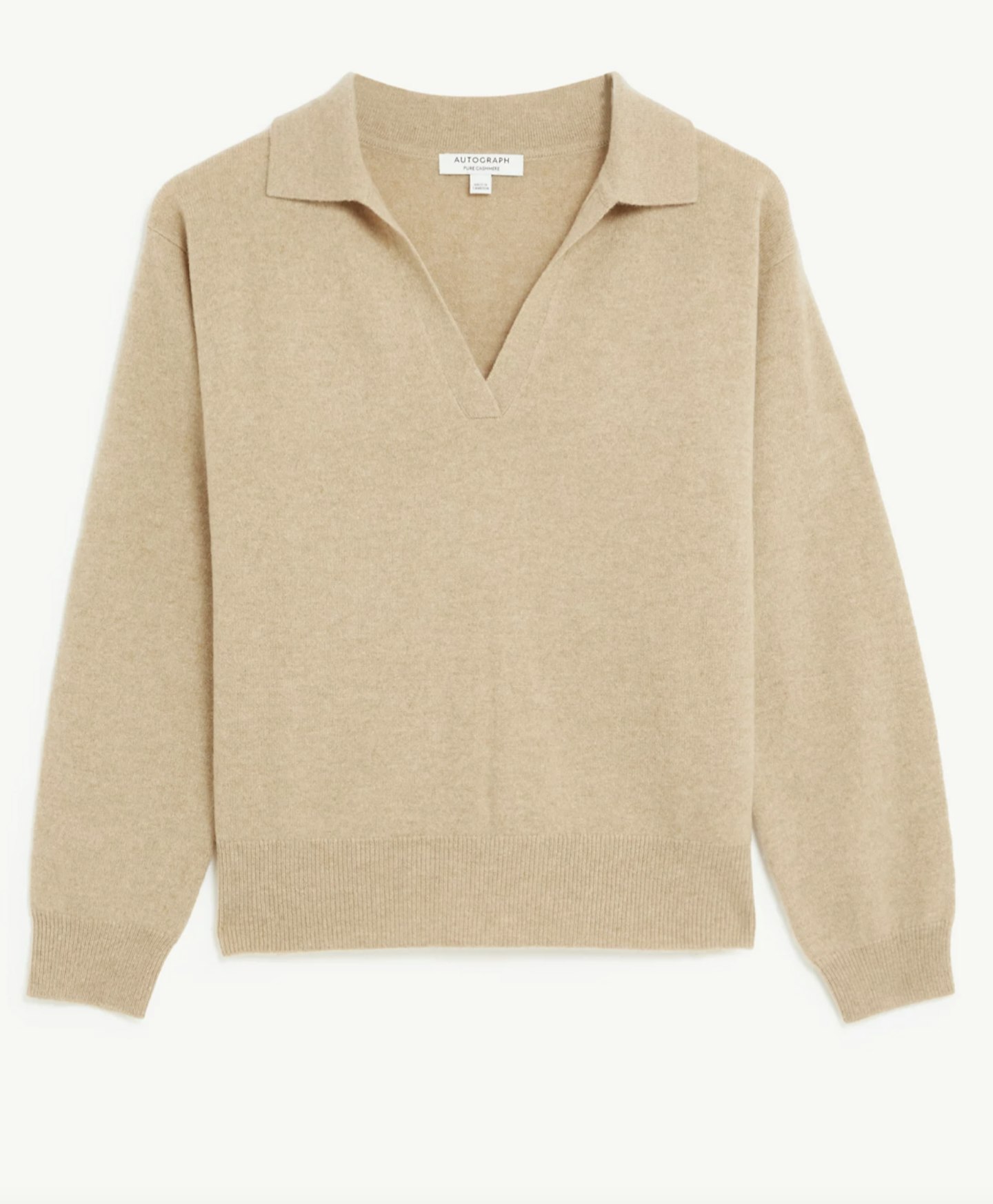 M&S, Pure Cashmere Collared Relaxed Jumper