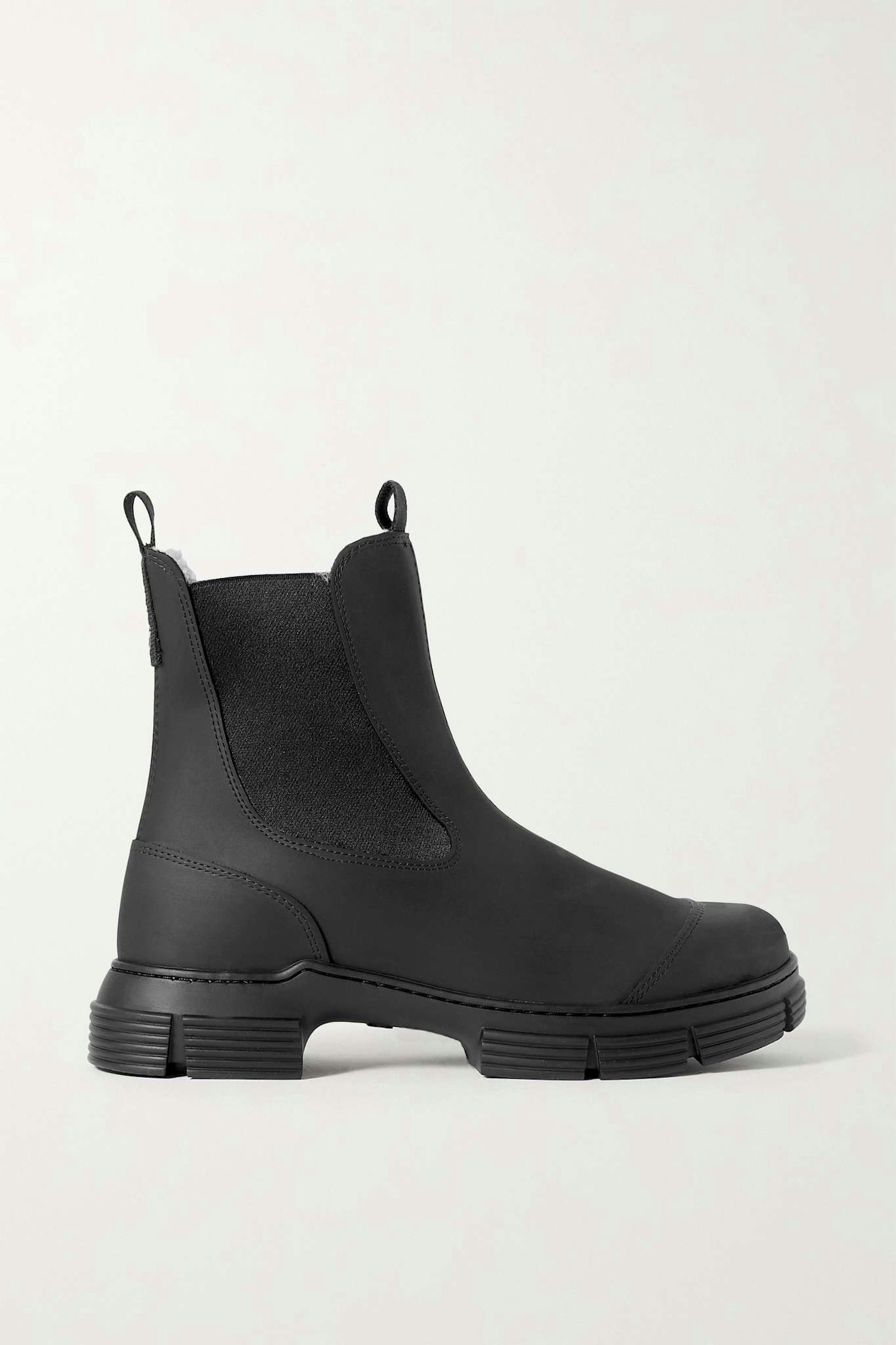 Ganni, Shearling-Lined Recycled Rubber Chelsea Boots
