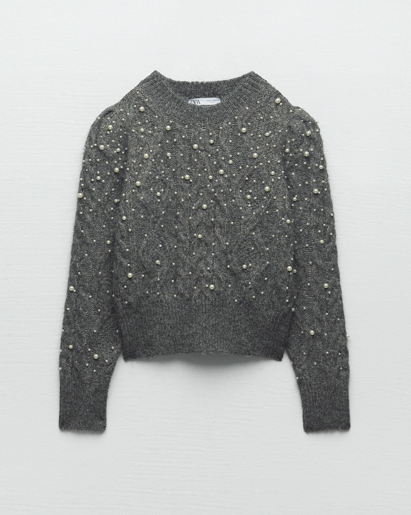 Zara, Knit Sweater With Faux Pearls