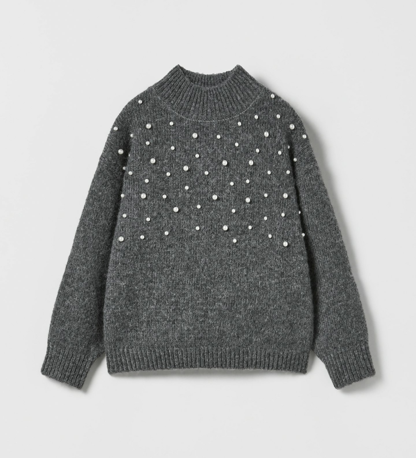 Zara, Knit Sweater With Faux Pearls