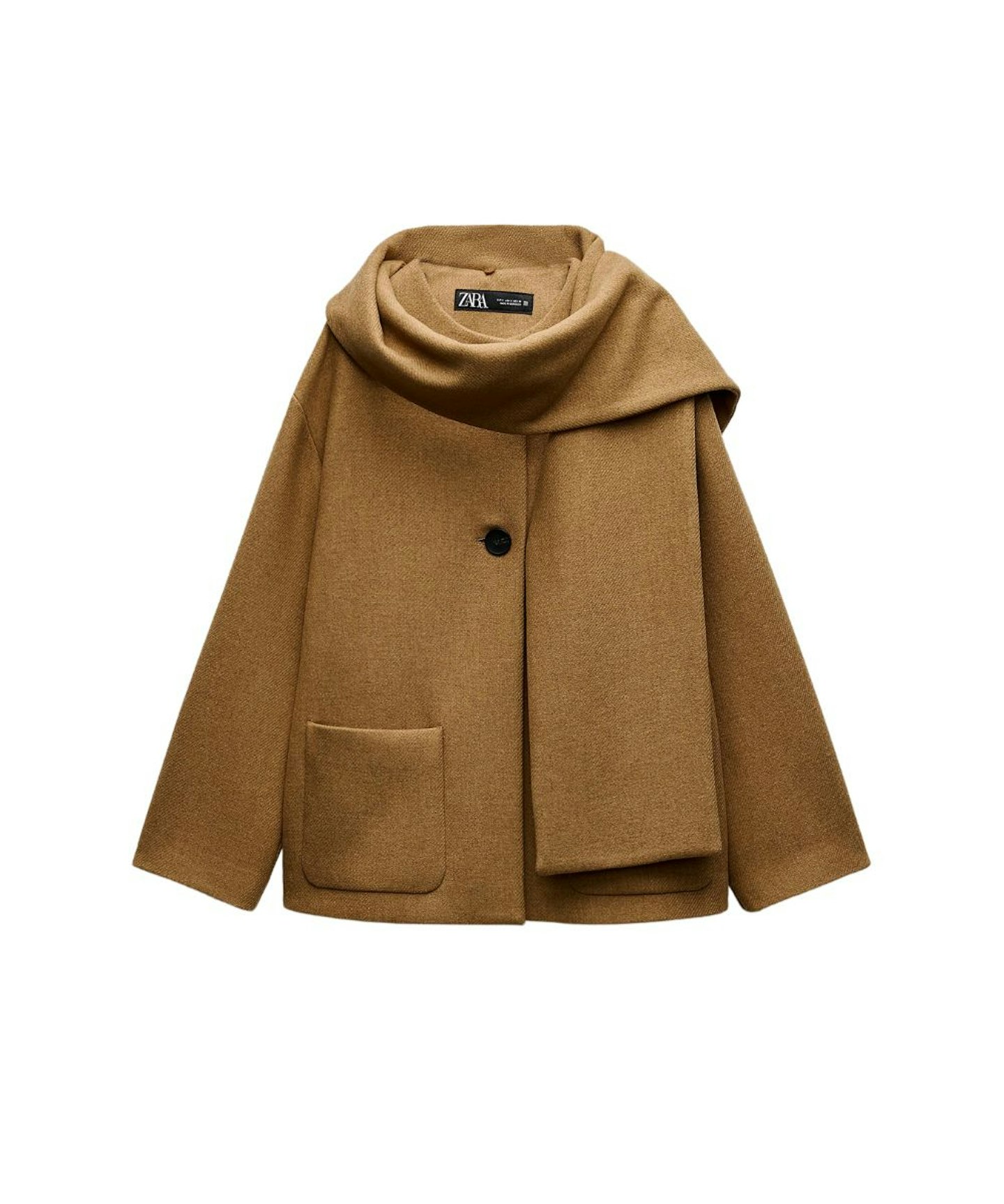 Zara, Wool Coat With Scarf