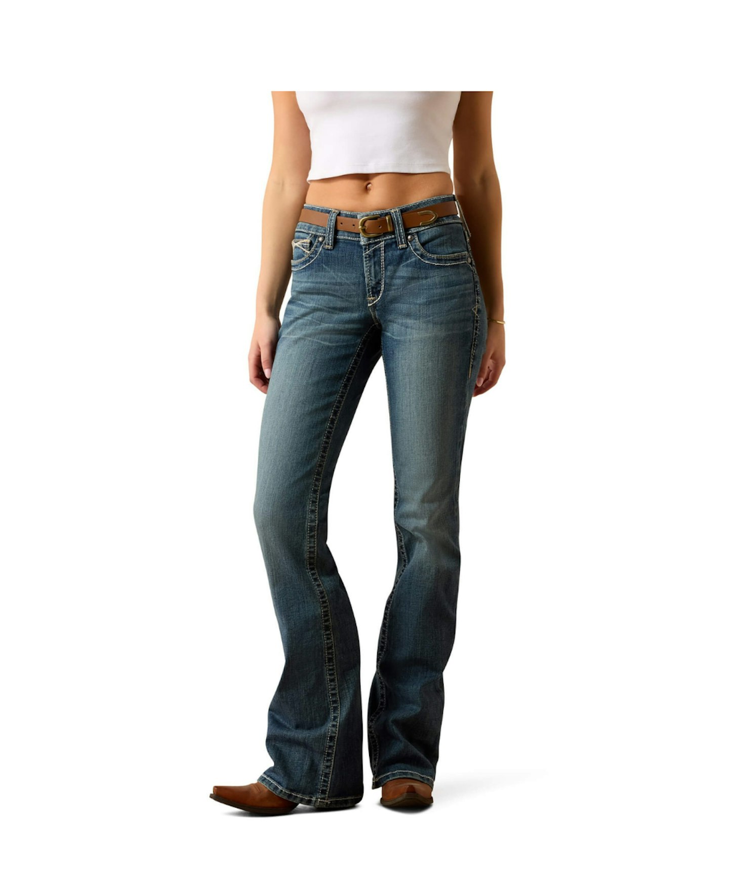 Ariat, R.E.A.L. Mid Rise Stretch Whipstitch Boot Cut Jean