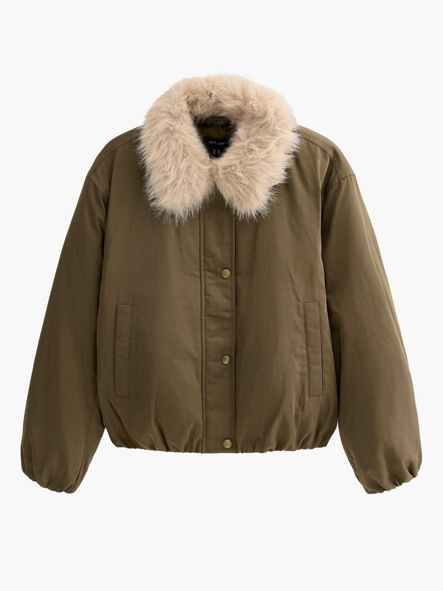 New Look, Faux Fur Collar Bomber Jacket