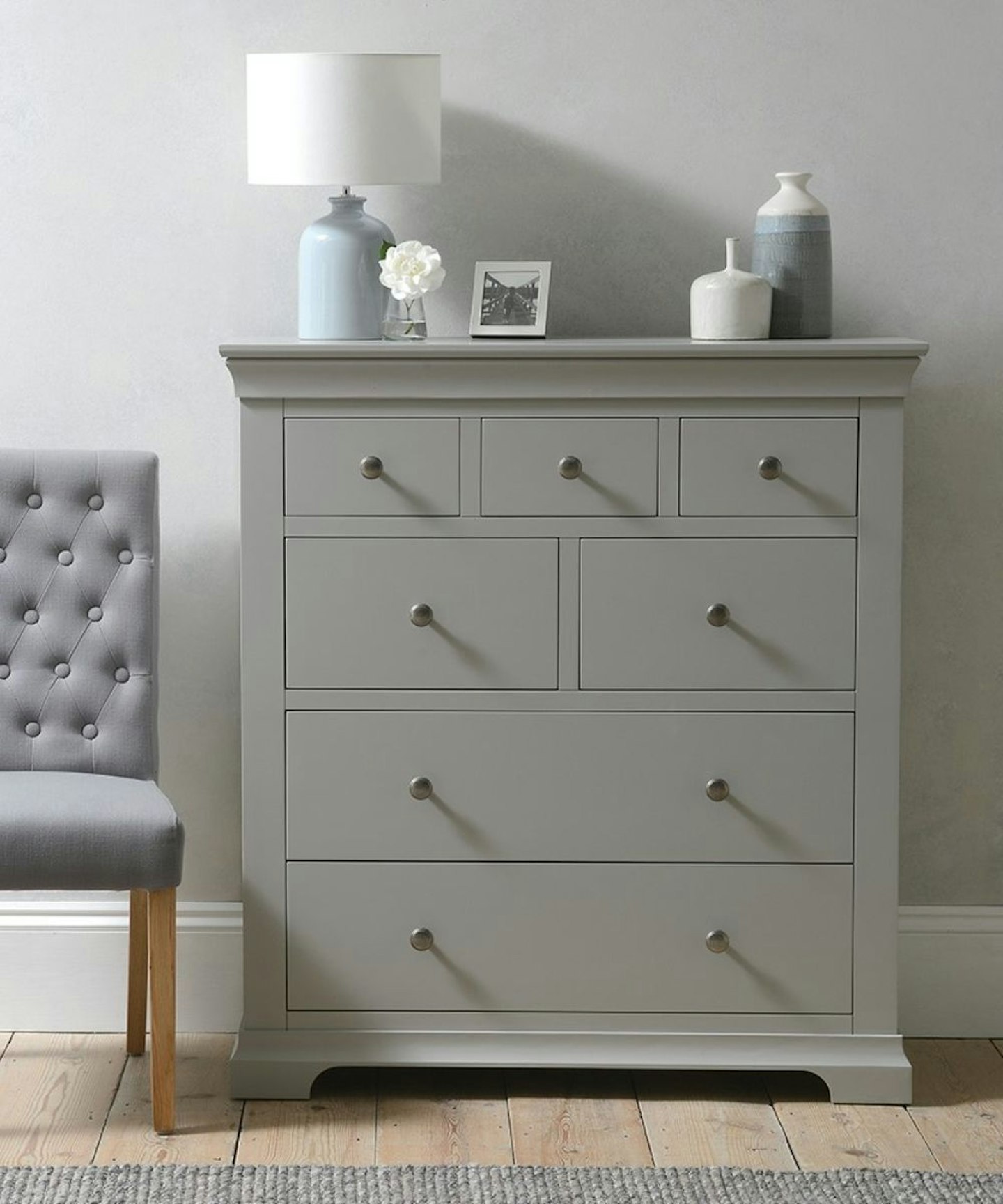 Cotswold Company 7 Drawer Chest Storage Chantilly Pebble Grey