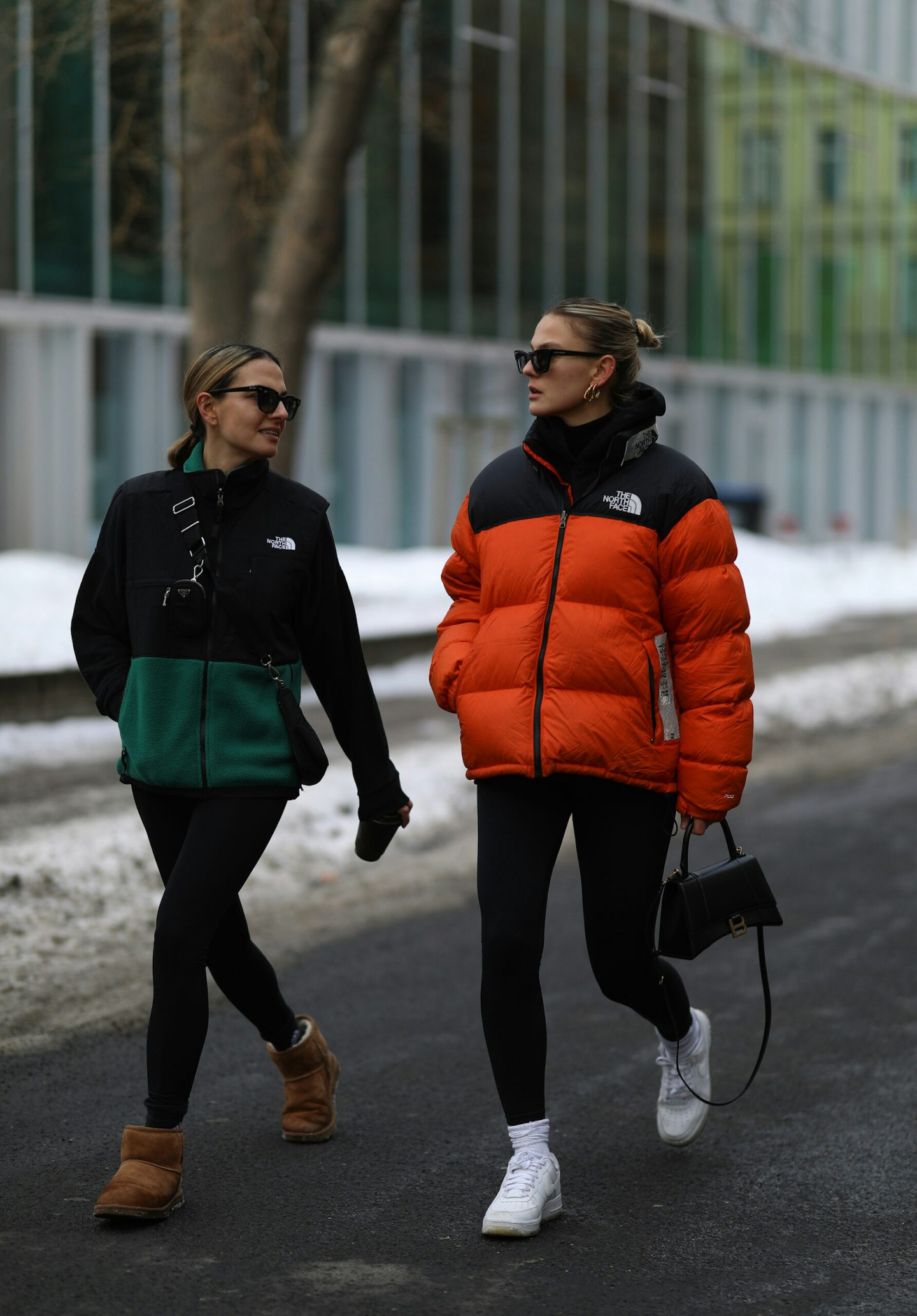 Street style wearing The North Face jacket