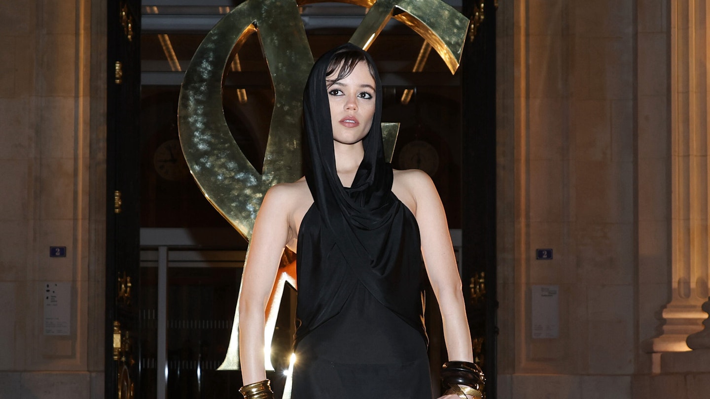 Jenna Ortega Saint Laurent hooded dress