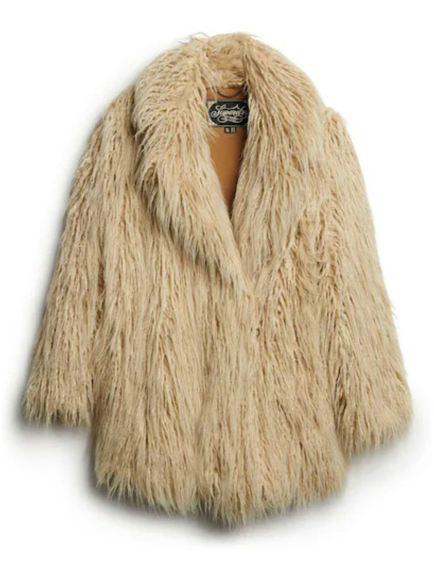 Superdry, Brown Mid Length Faux Fur Coat