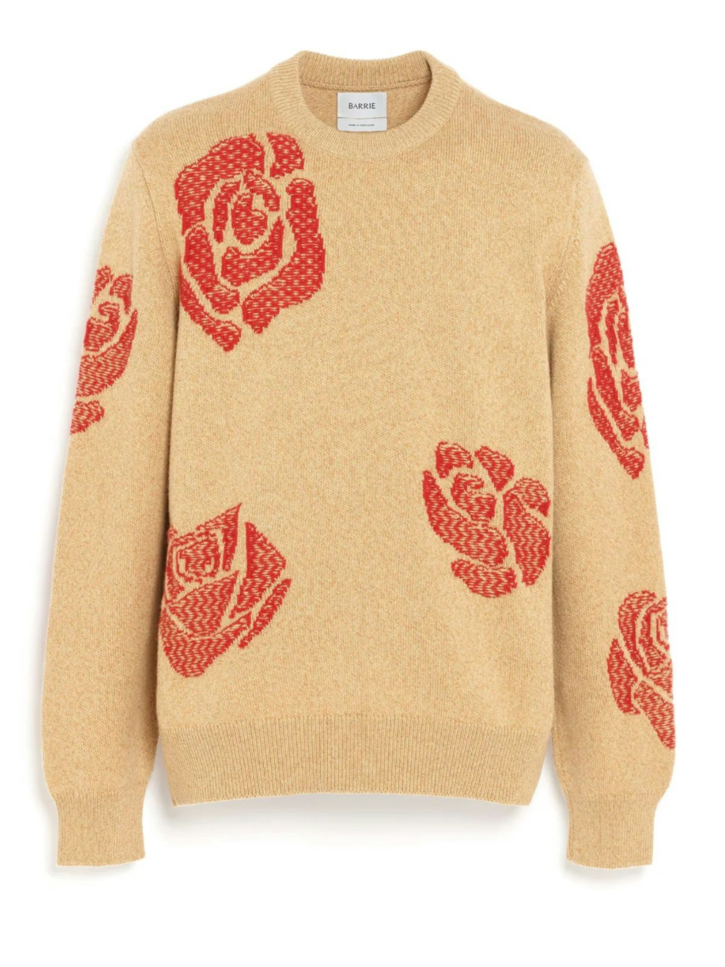 Barrie, Round-Neck Cashmere Jumper With Roses Motif