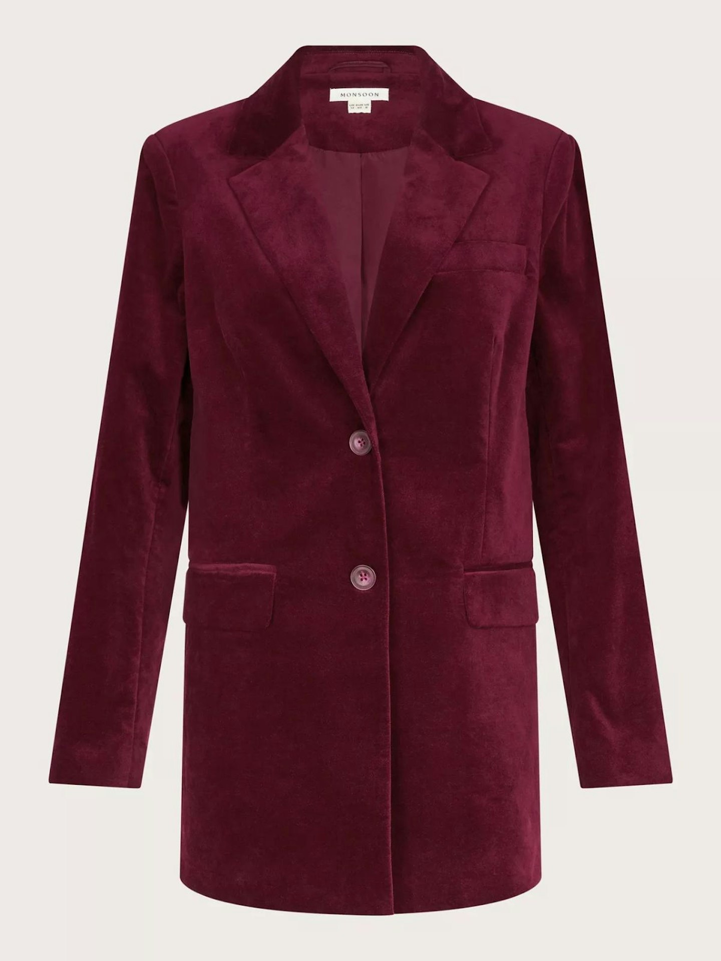 Monsoon, Amy Velvet Blazer Burgundy