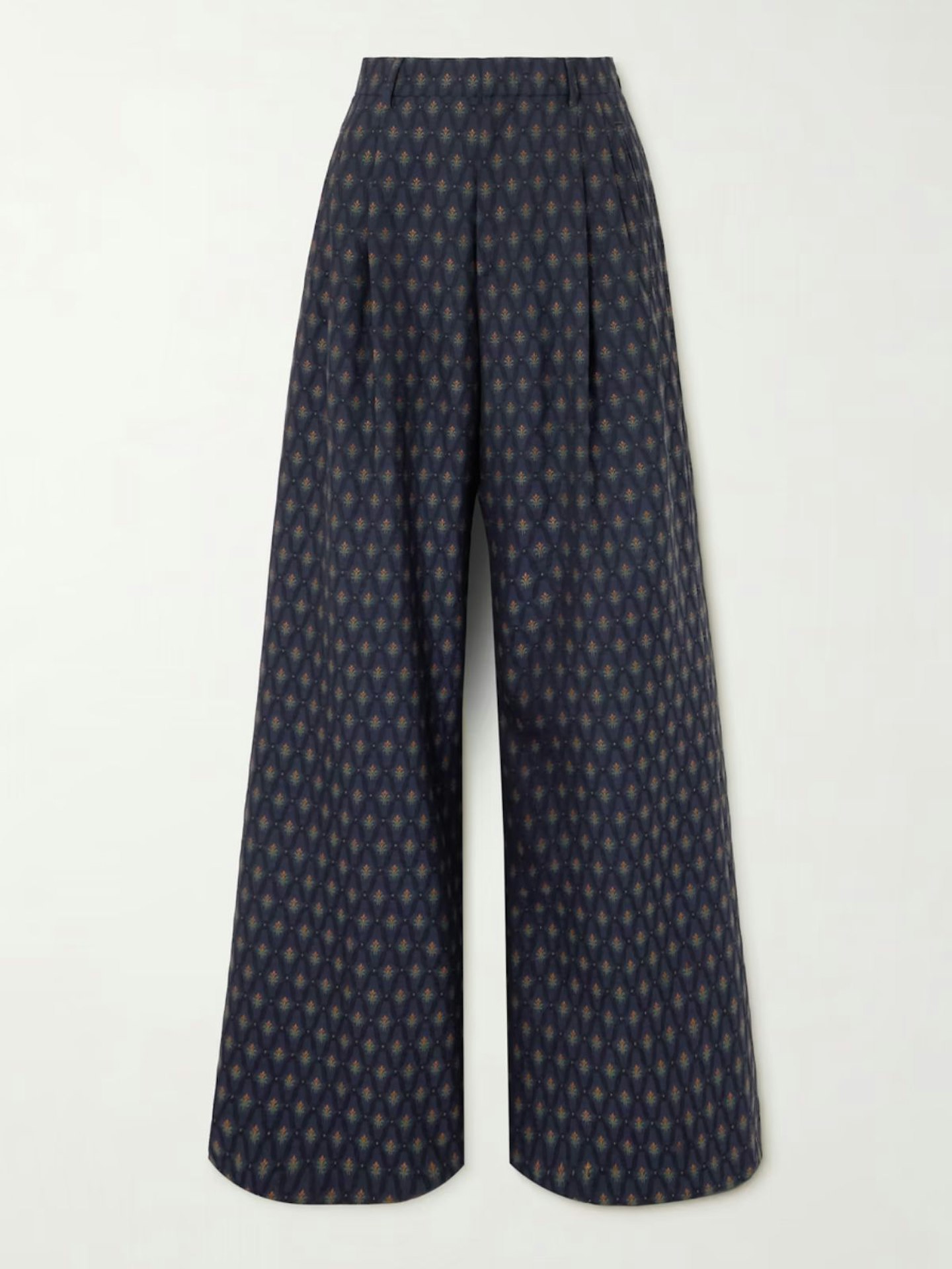 Etro, Pleated Wool And Cotton-Blend Jacquard Wide-Leg Pants