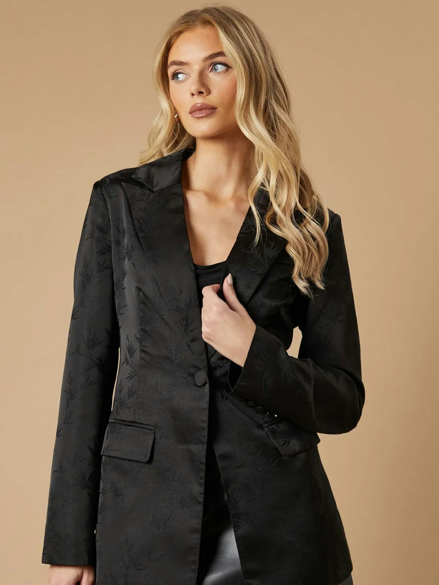 Oasis, Satin Jacquard Single Breasted Blazer