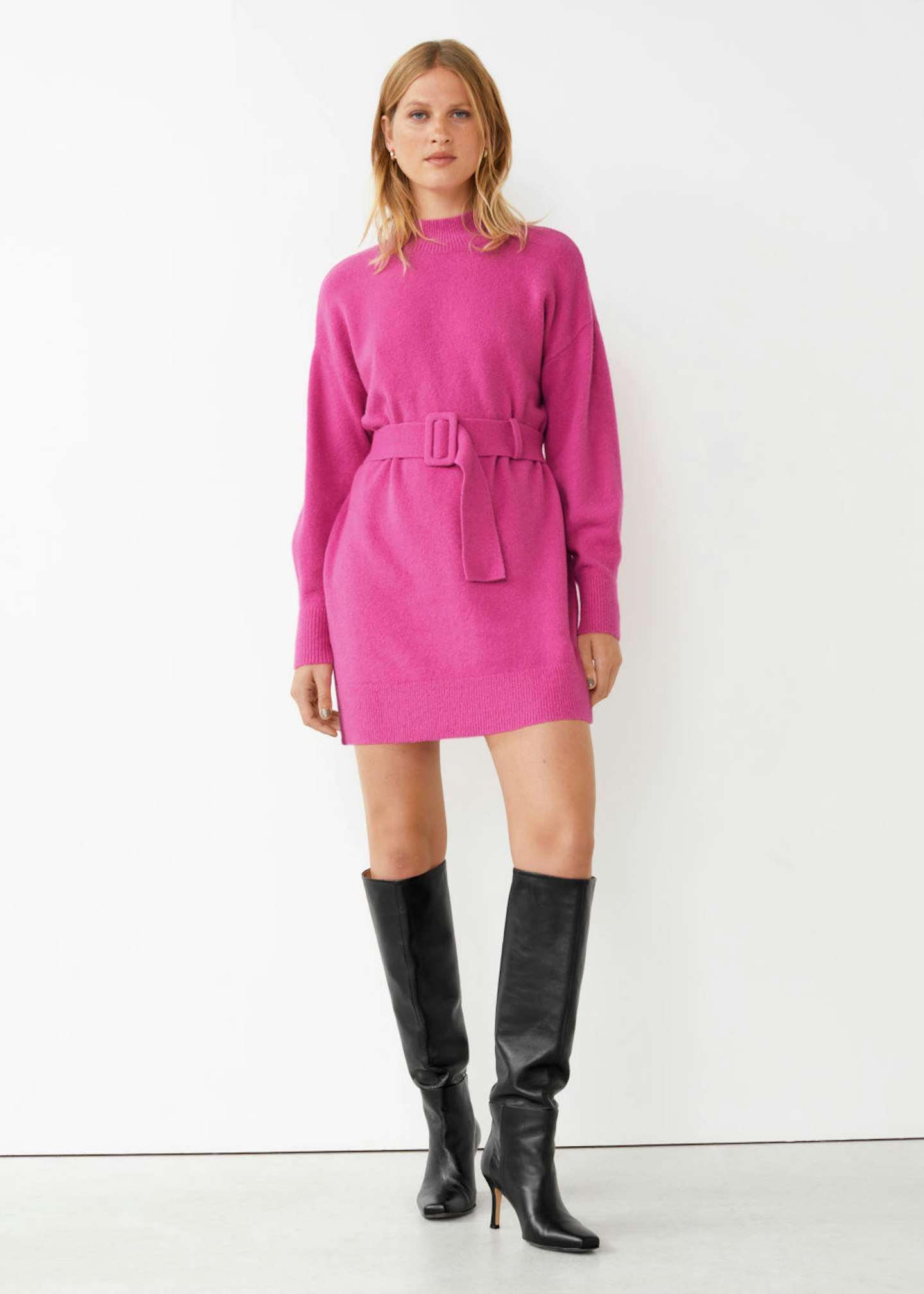 & Other Stories, Belted Mini Knit Dress