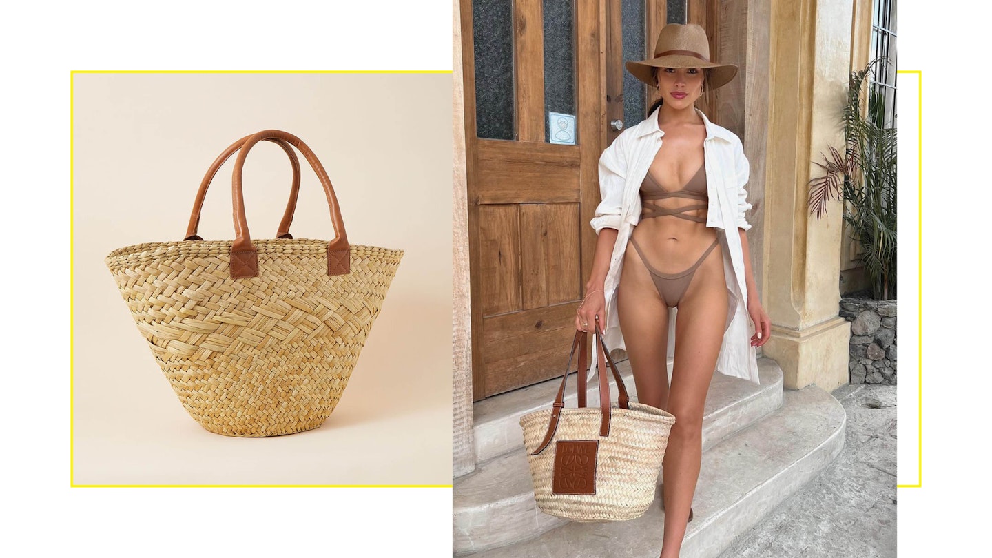 Loewe top straw bag