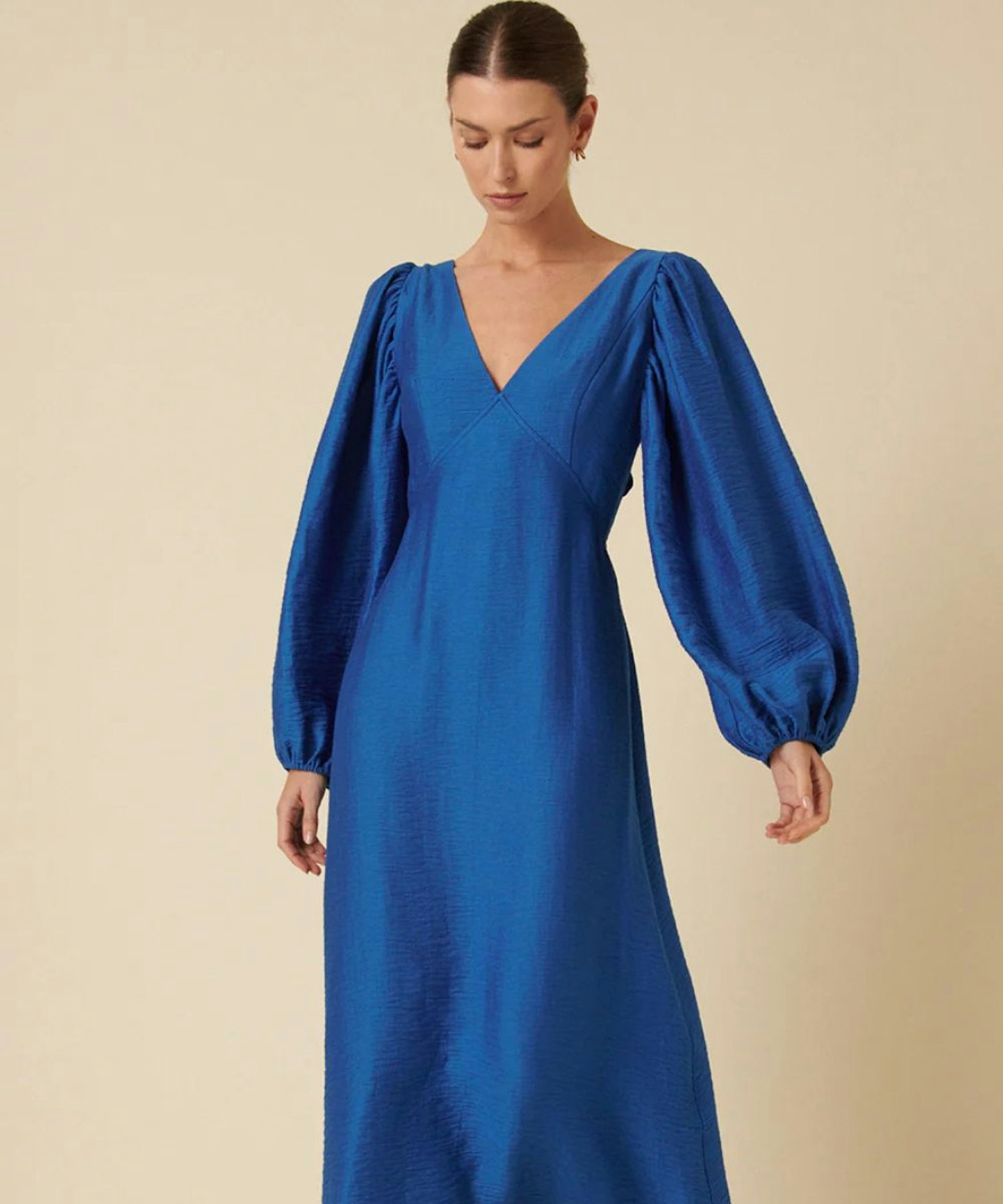 Nobody's Child Blue Balloon Sleeve Zendaya Midi Dress