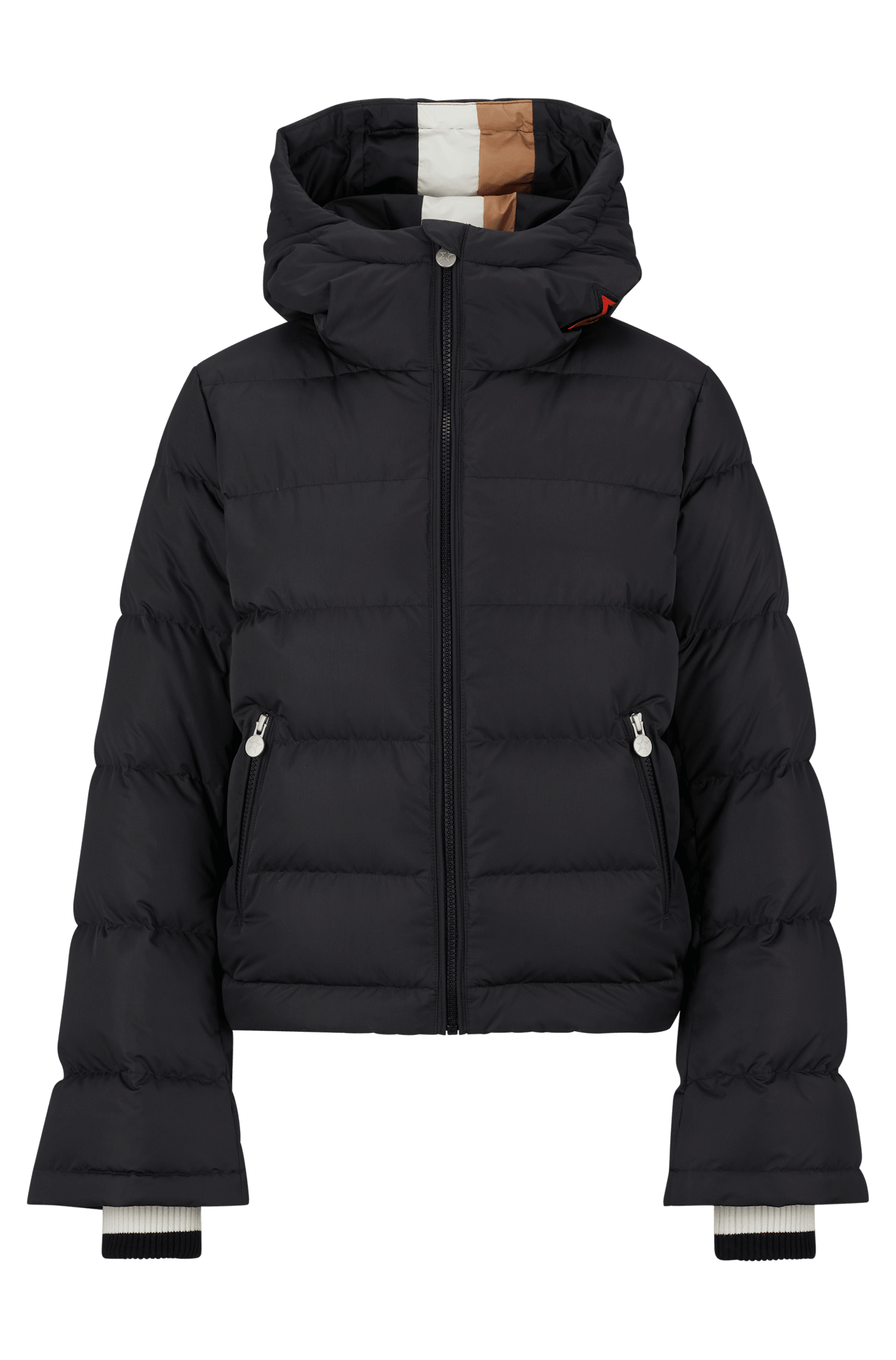 Black Hooded Jacket With Capsule Detailing