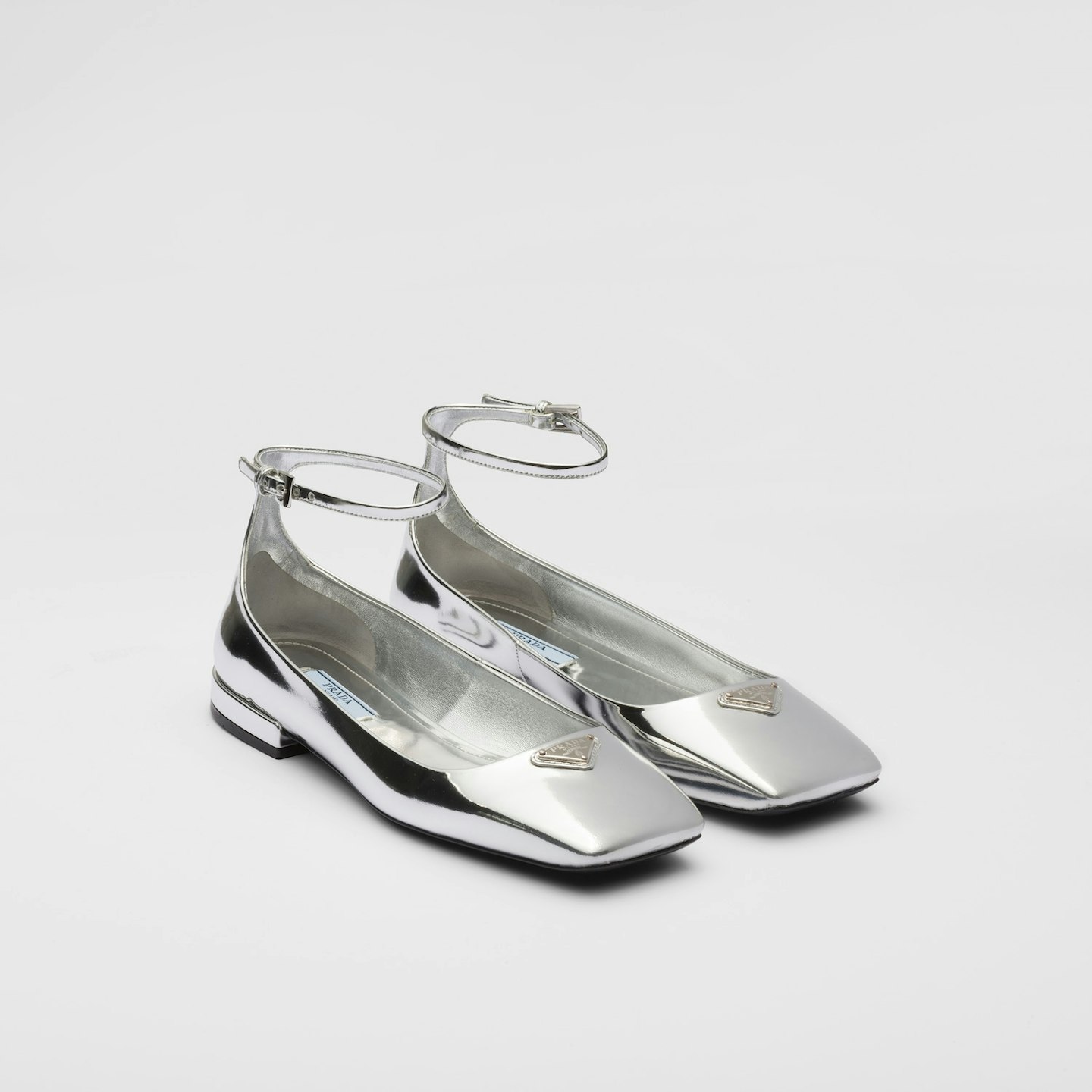 Prada, Metallic Leather Ballerinas