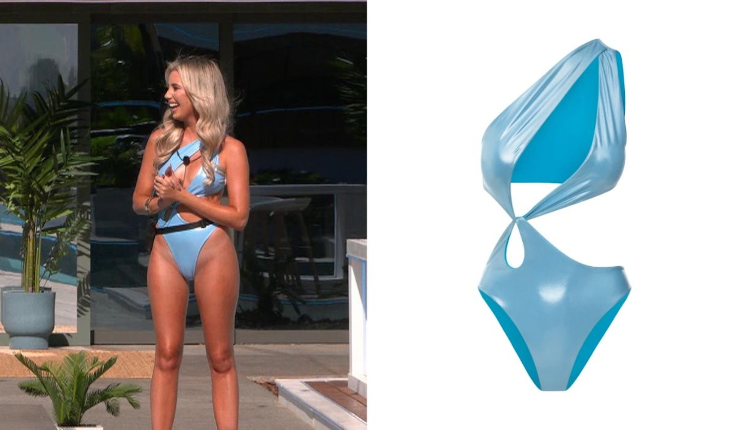 Lana Jenkins' blue one shoulder swimsuit