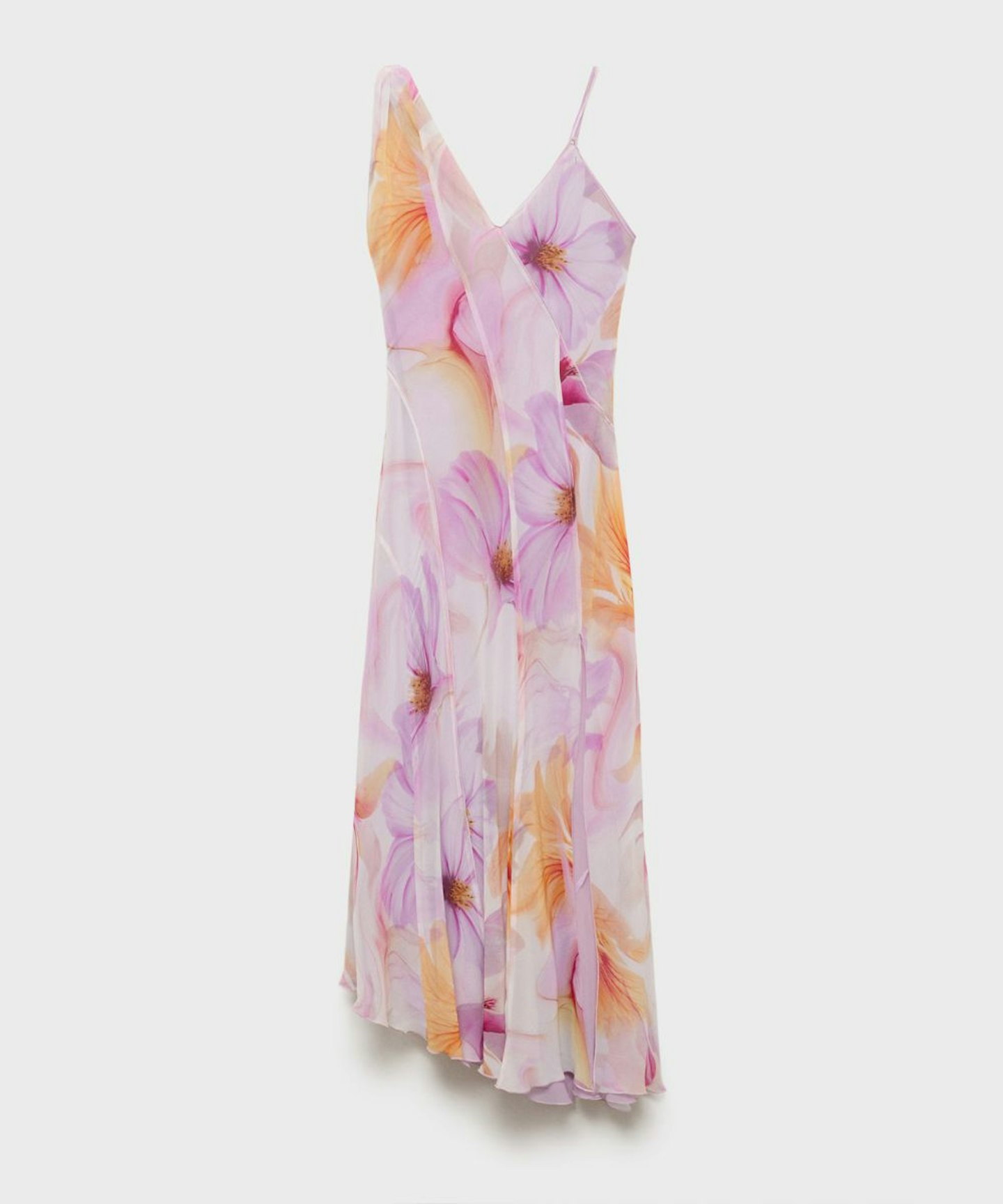Floral Print Dress With Asymmetrical Straps