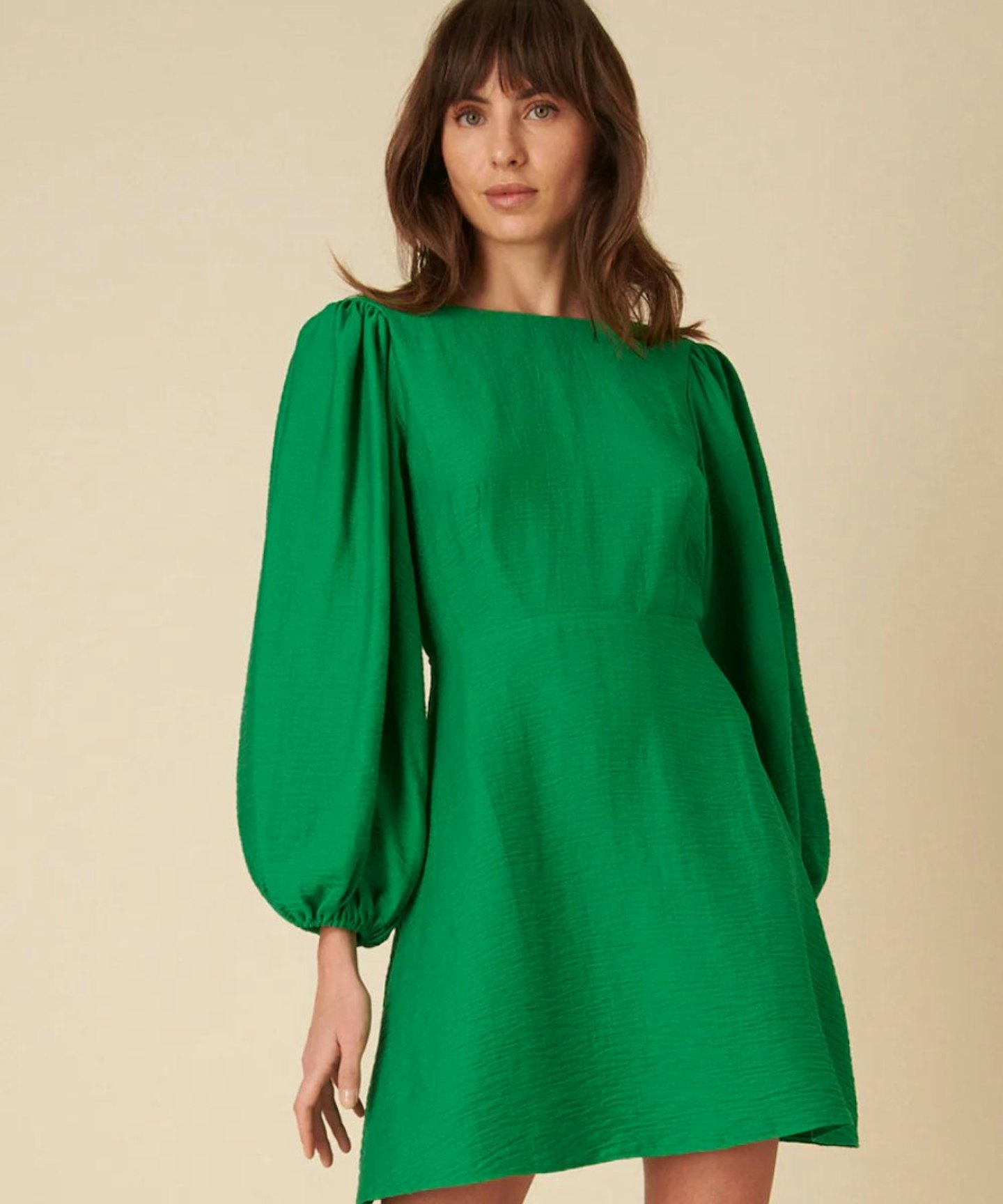 Nobody's Child Green Balloon Sleeve Zora Mini Dress