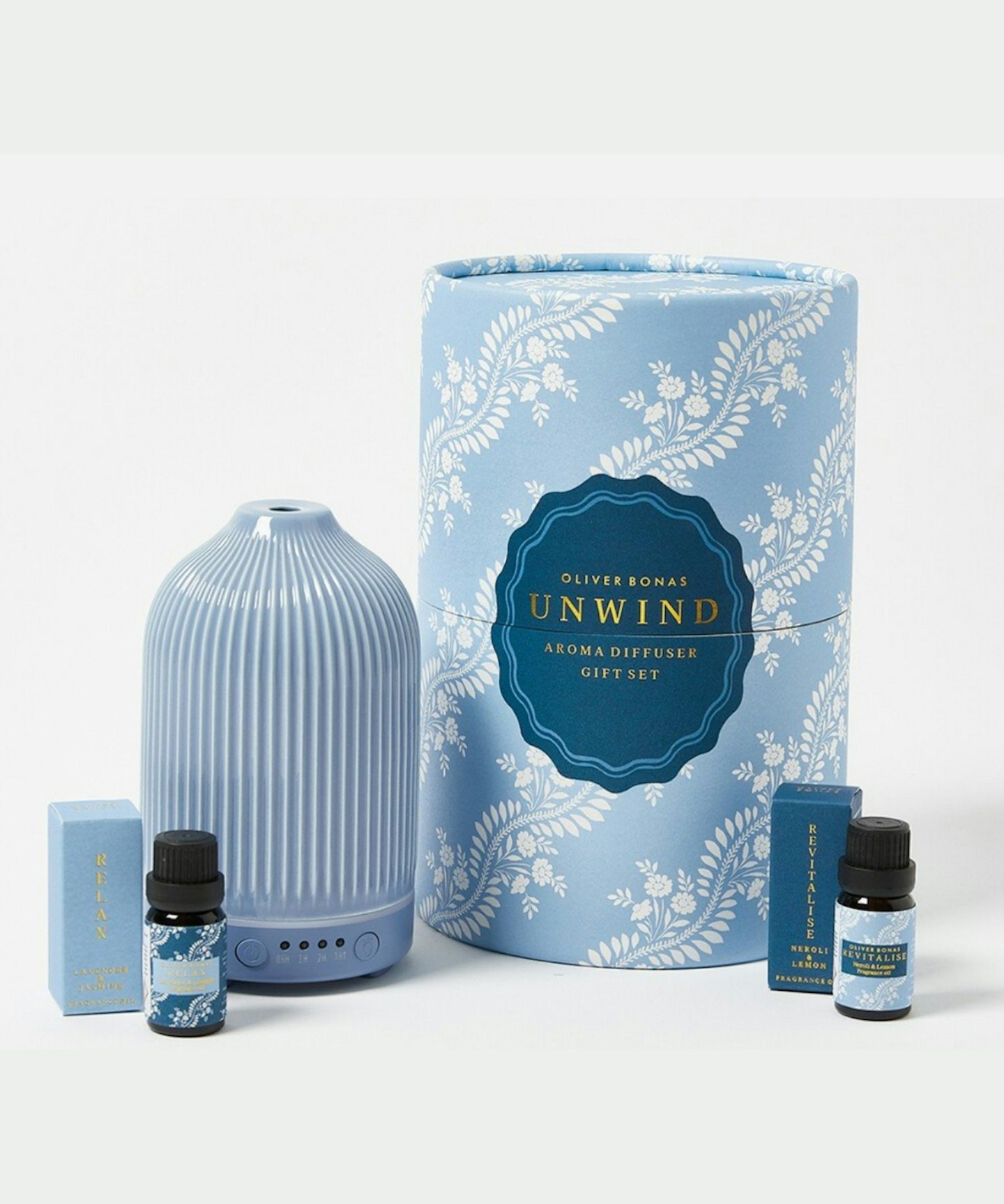 Dolores Blue Ceramic Aroma Diffuser & Set of Two Fragrance Oils
