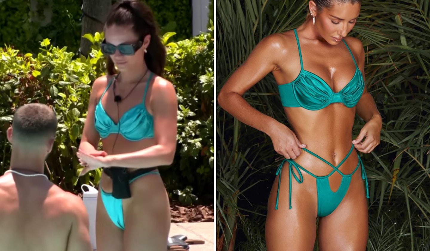 Olivia Hawkins' Green Ruched Bikini 