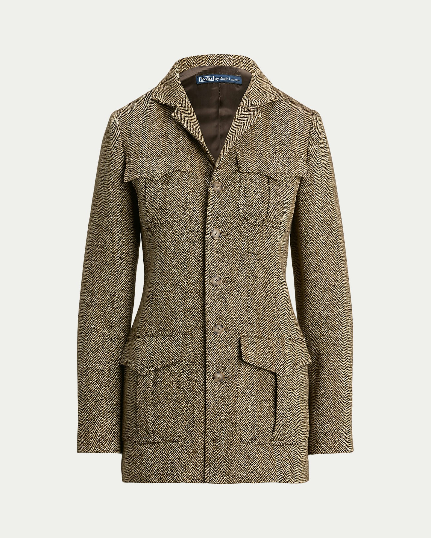 Ralph Lauren, Linen-Blend Herringbone Mockneck Jacket