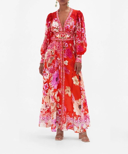 V-neck flared jumpsuit