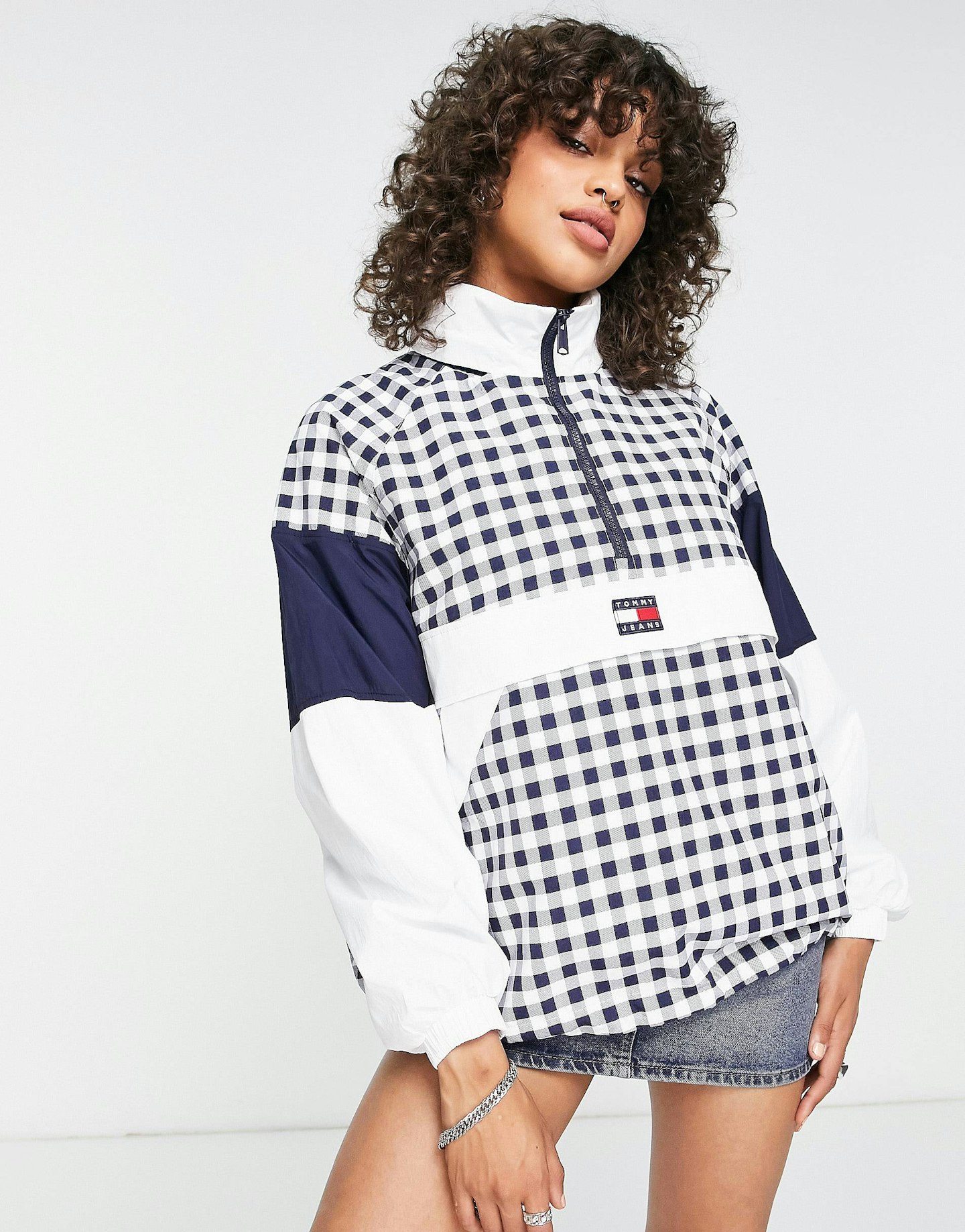 Tommy Jeans, Co-Ord Flag Logo Nylon Windbreaker In Gingham Print