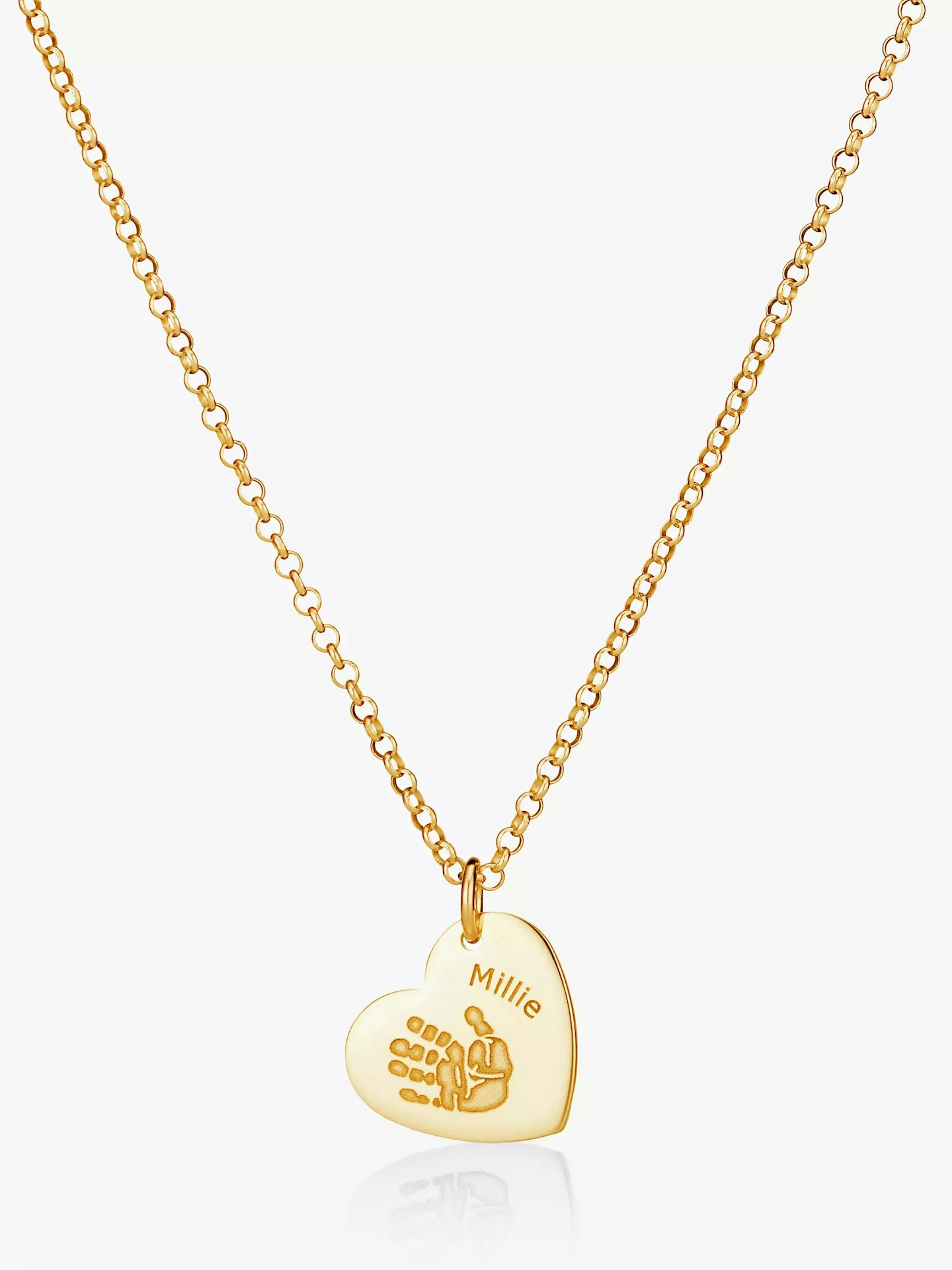 Under The Rose, Personalised Hand Or Foot Print Heart Pendant Necklace