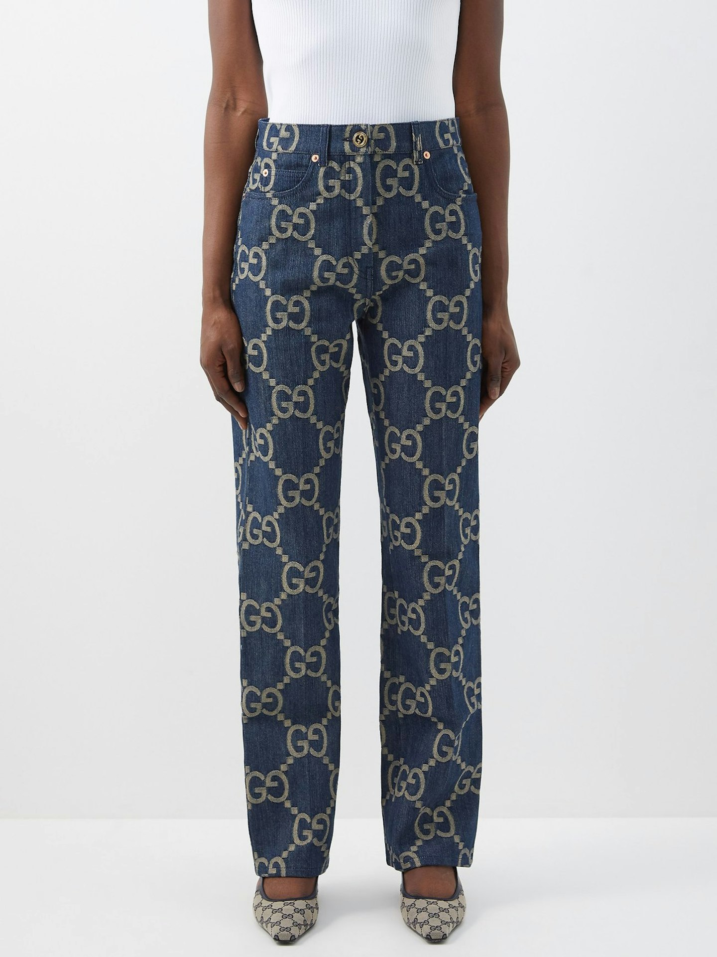 Gucci, GG-Monogram Straight-Leg Jeans