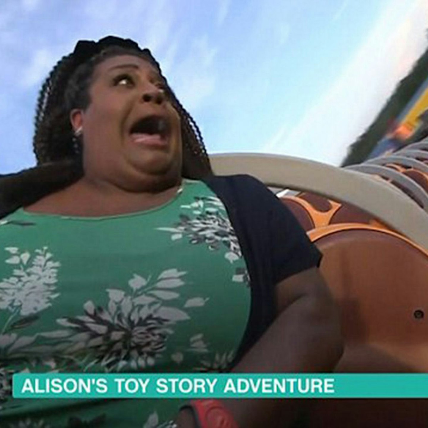 Alison on the Toy Story rollercoaster in Disney Land Florida