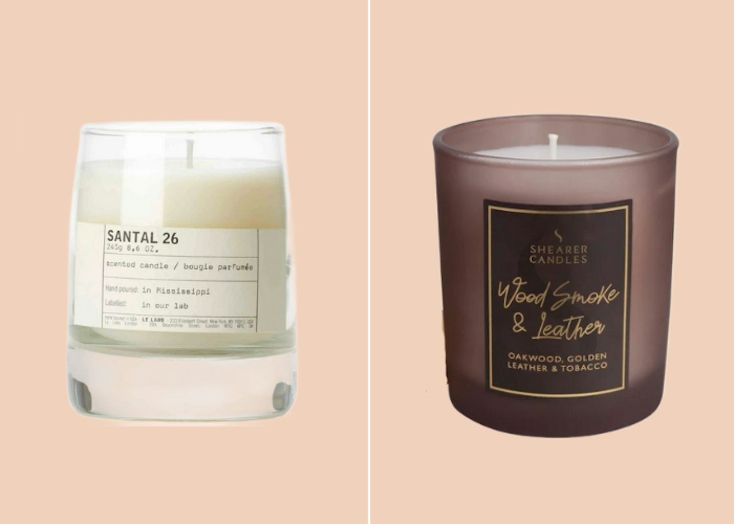 Santal 26 Candle & Shearer Wood Smoke & Leather Candle