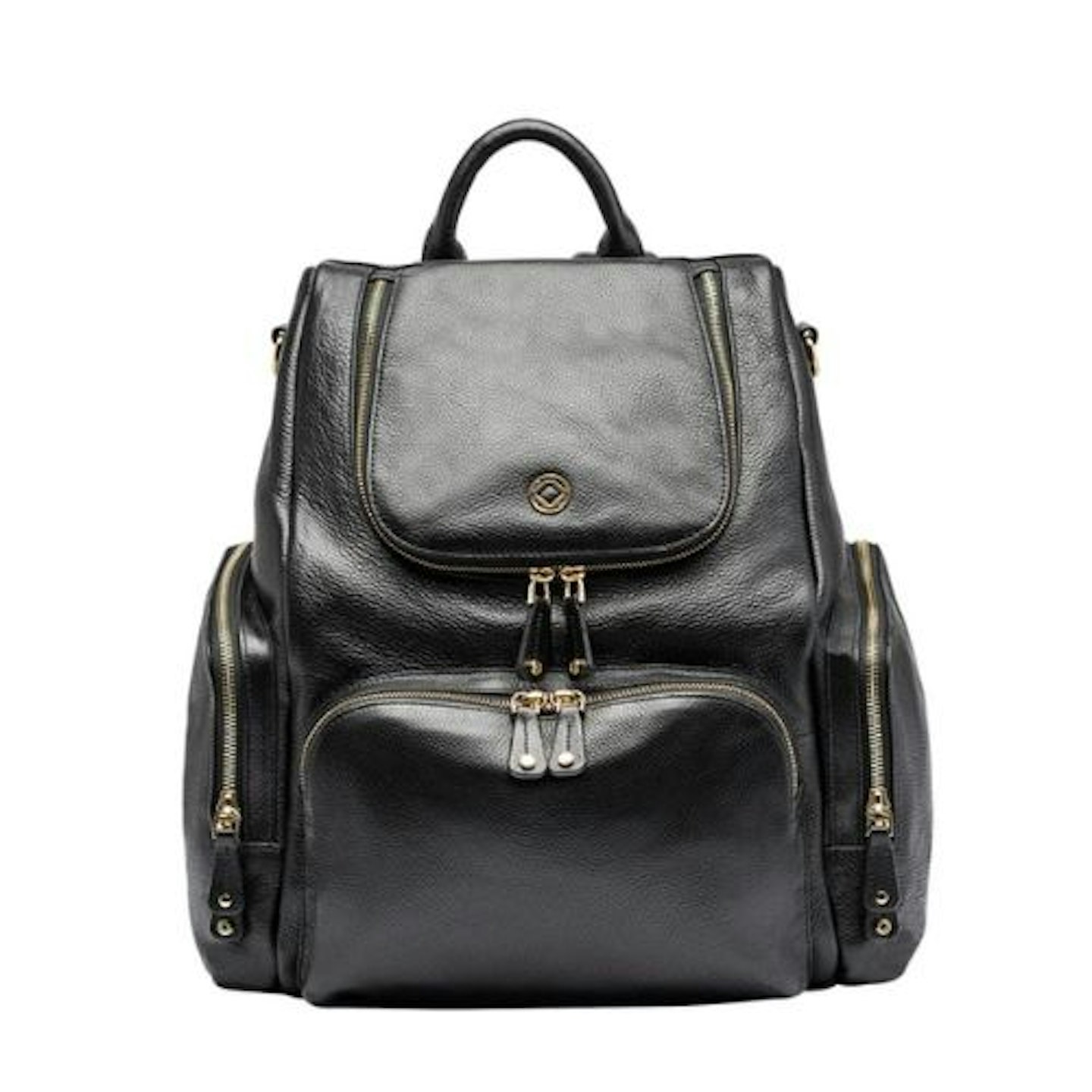 AMBER MIDI PEBBLE BLACK LEATHER CHANGING BACKPACK