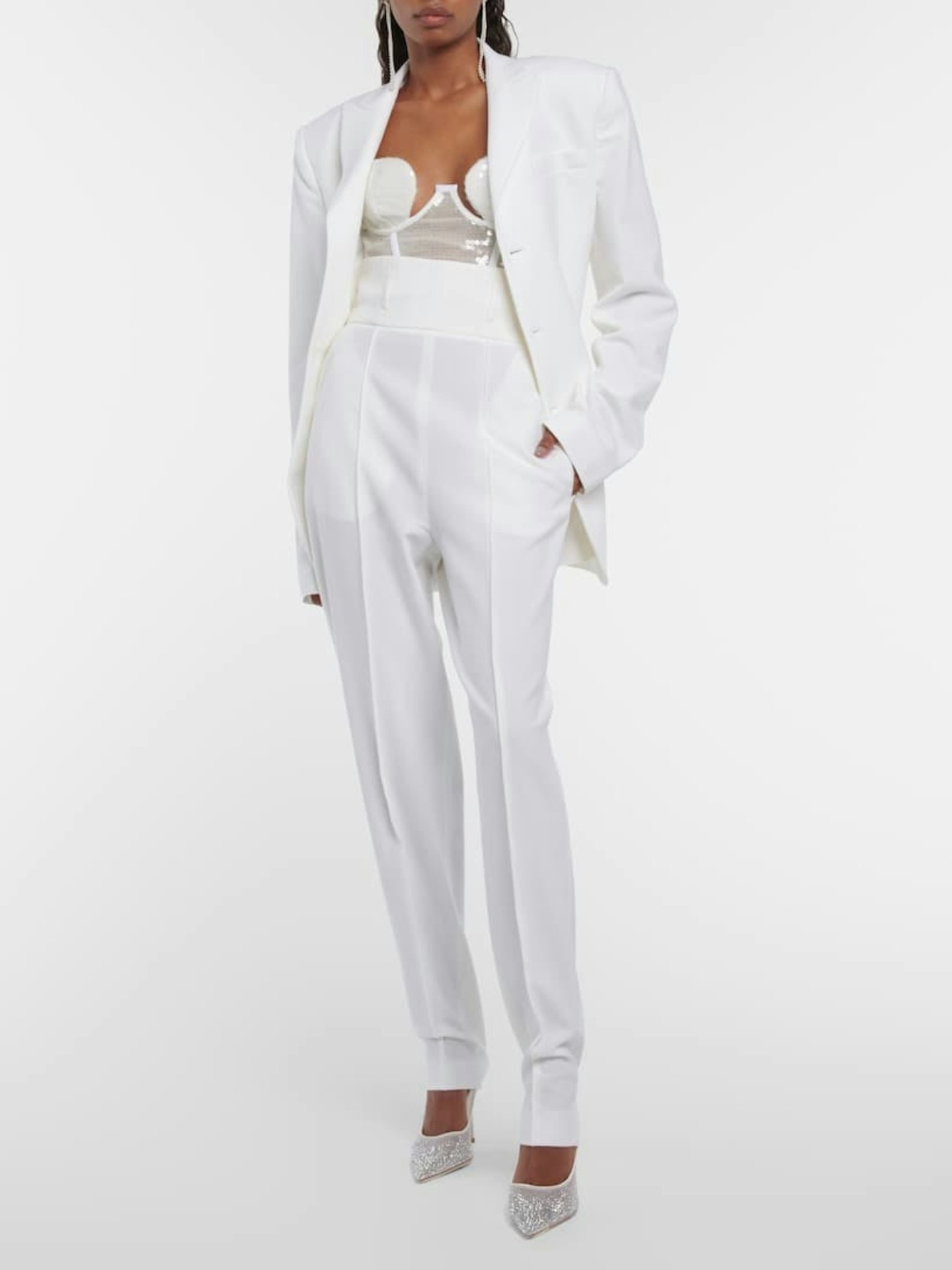 Nensi Dojaka, Bridal Straight Wool-Blend Pants