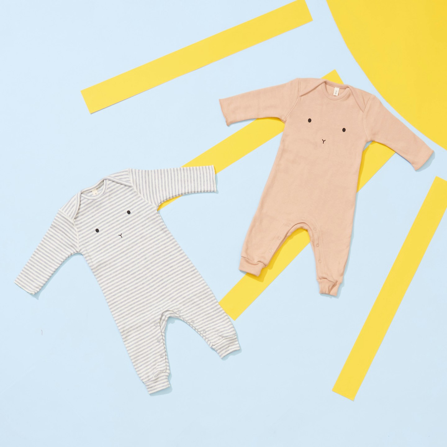 Clay and Striped Bunny Playsuits, Organic Zoo