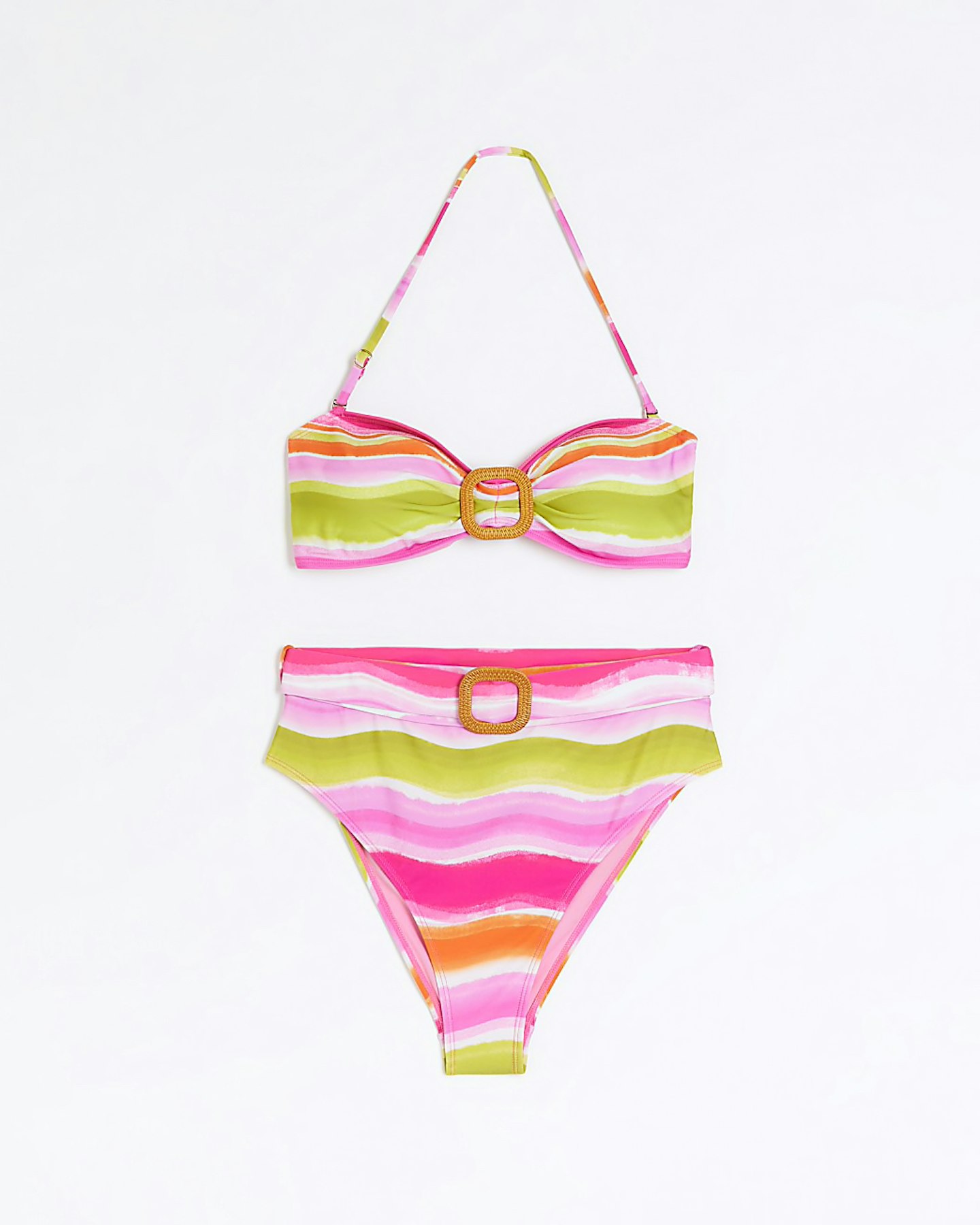 River Island pink stripe bikini