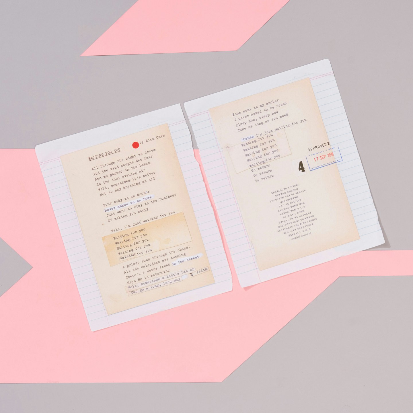 Waiting For You Lyric Sheets, Cave Things