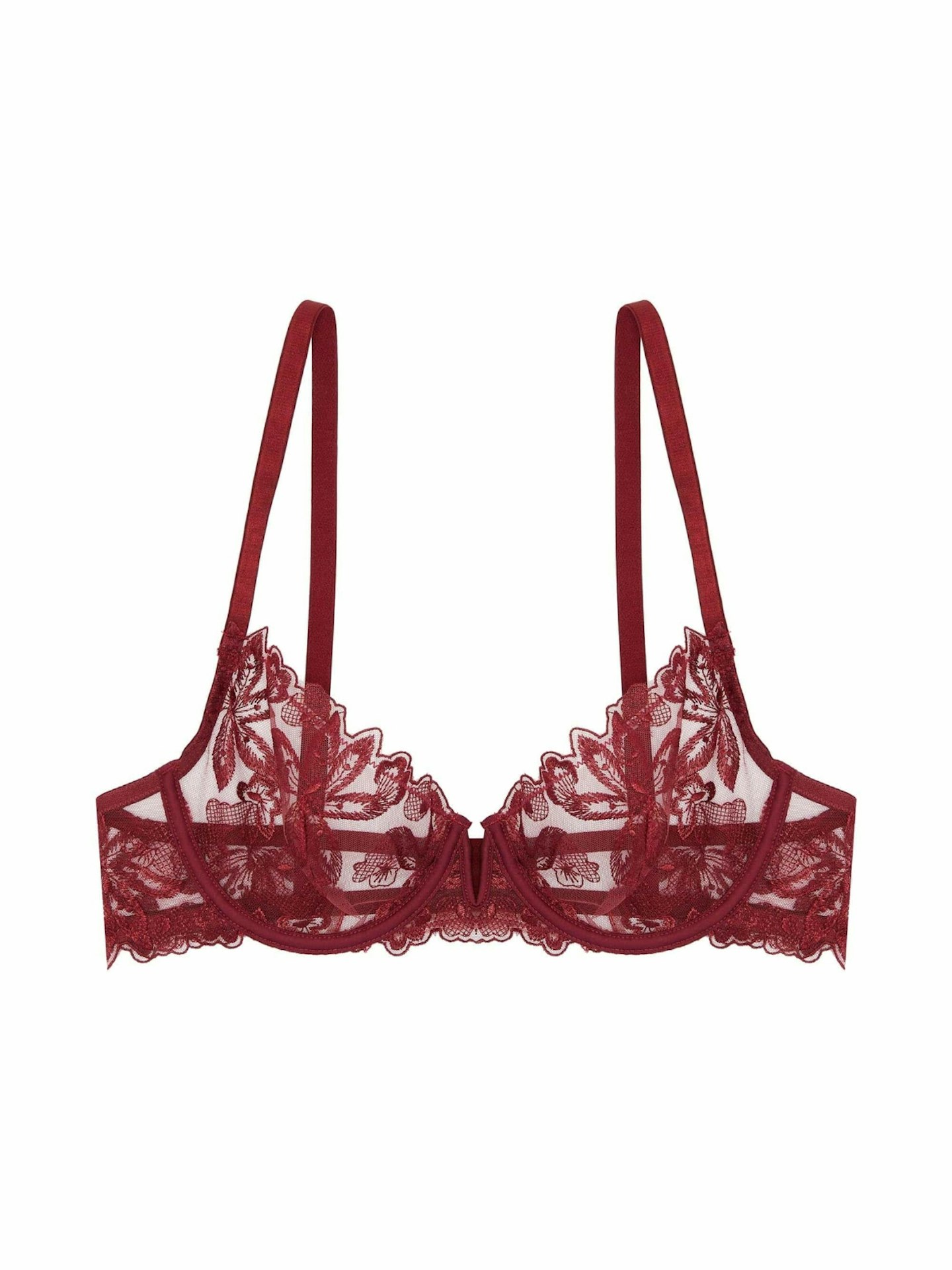 Playful Promises, Eva Dark Cherry Graphic Embroidery Balconette Bra