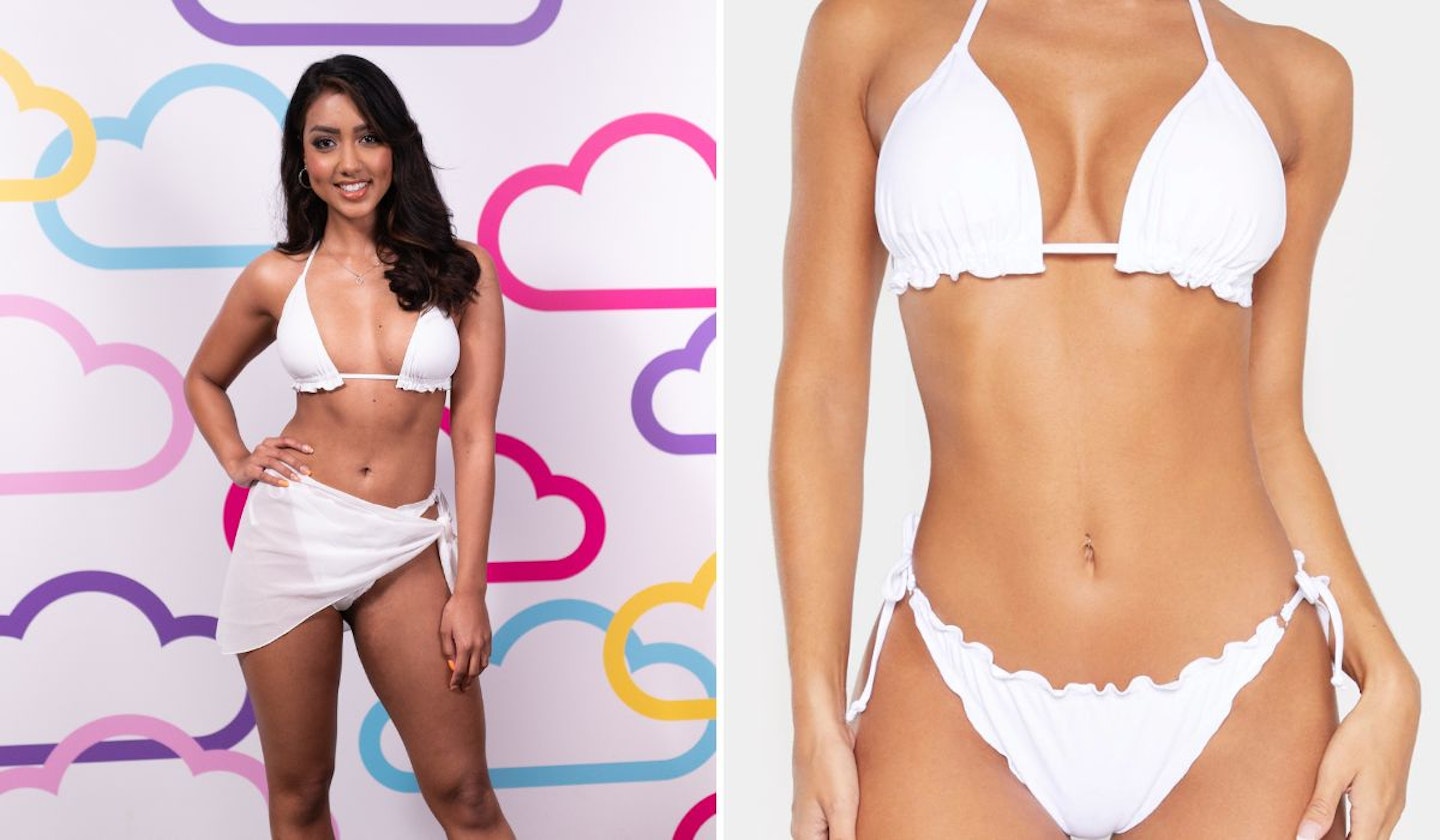 Sanam Harrinanan's White Frill Bikini