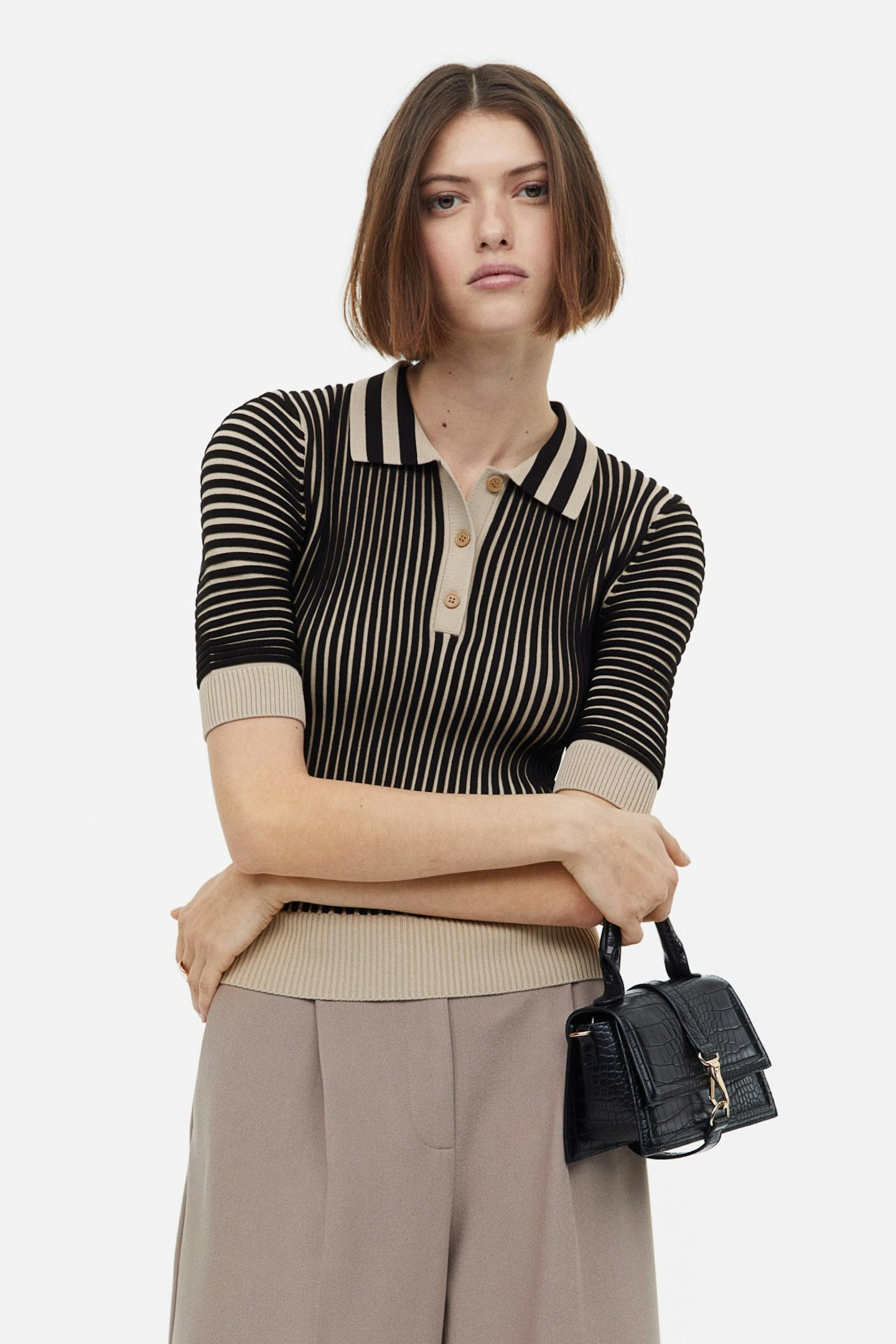 H&M, Rib-Knit Polo Shirt