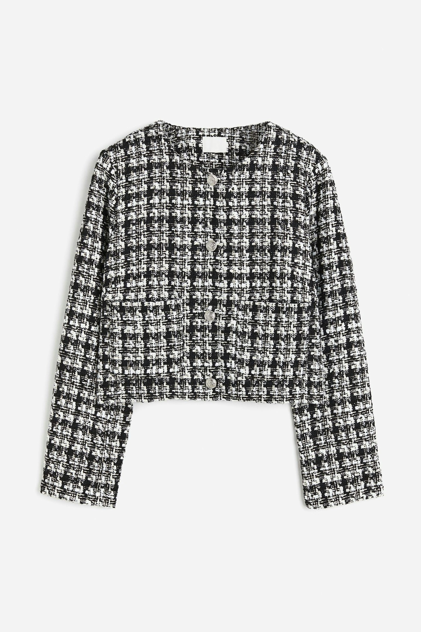 autumn outfits H&M, Black And White Boucle Jacket