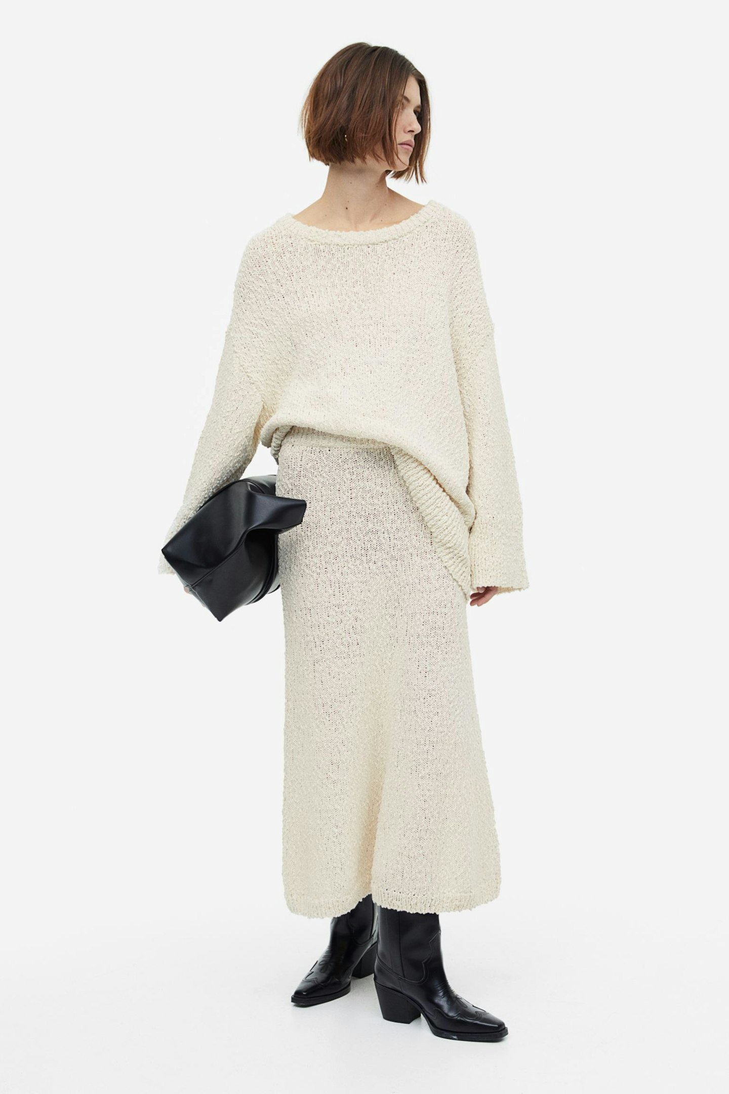 H&M, Flared Textured-Knit Skirt