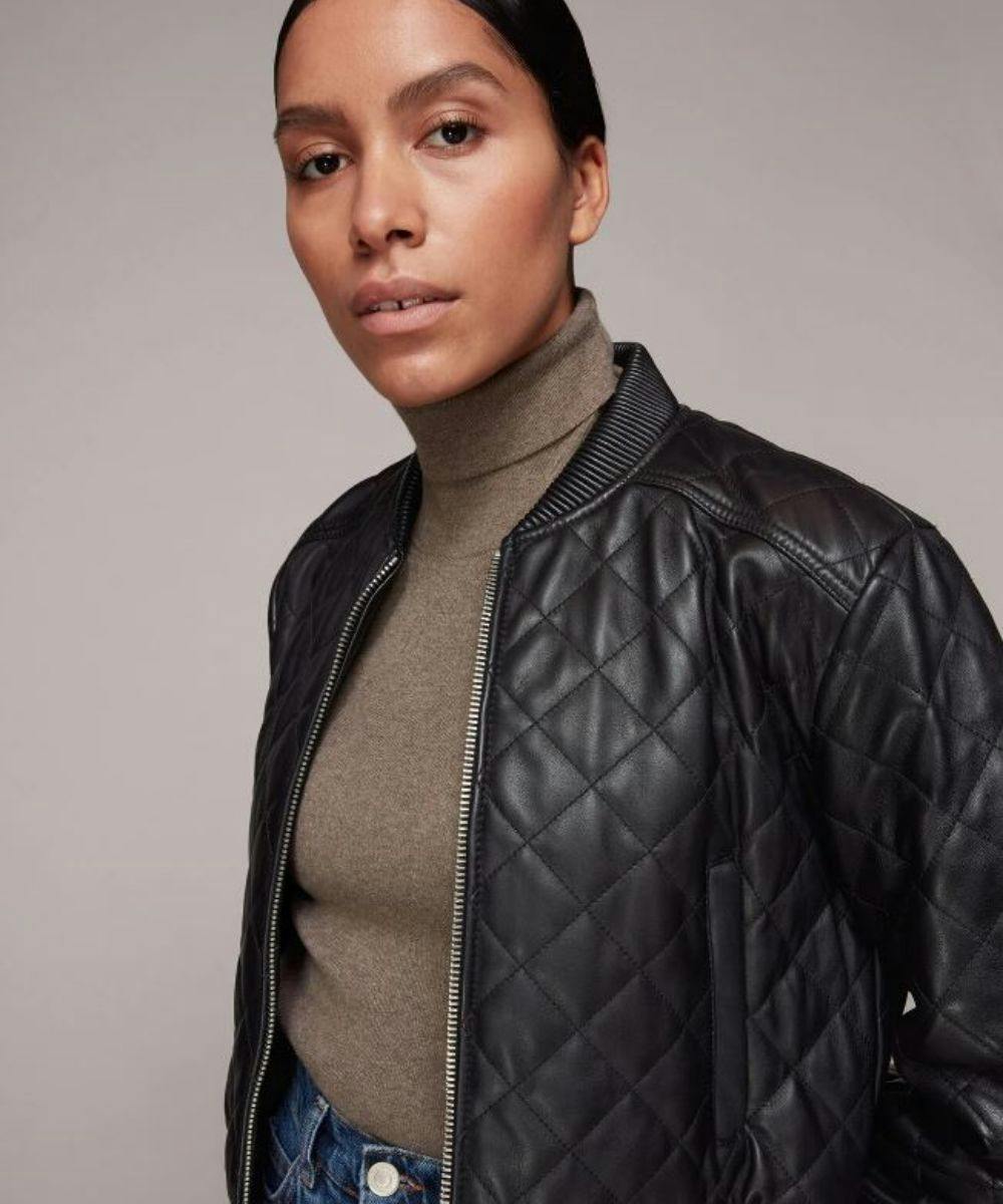 Womens quilted bomber on sale jacket