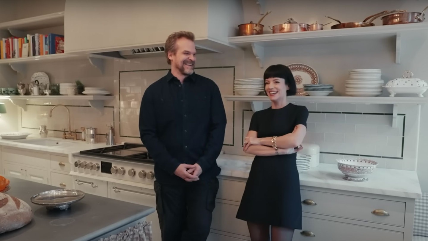 Lily Allen and David Harbor in their English country kitchen