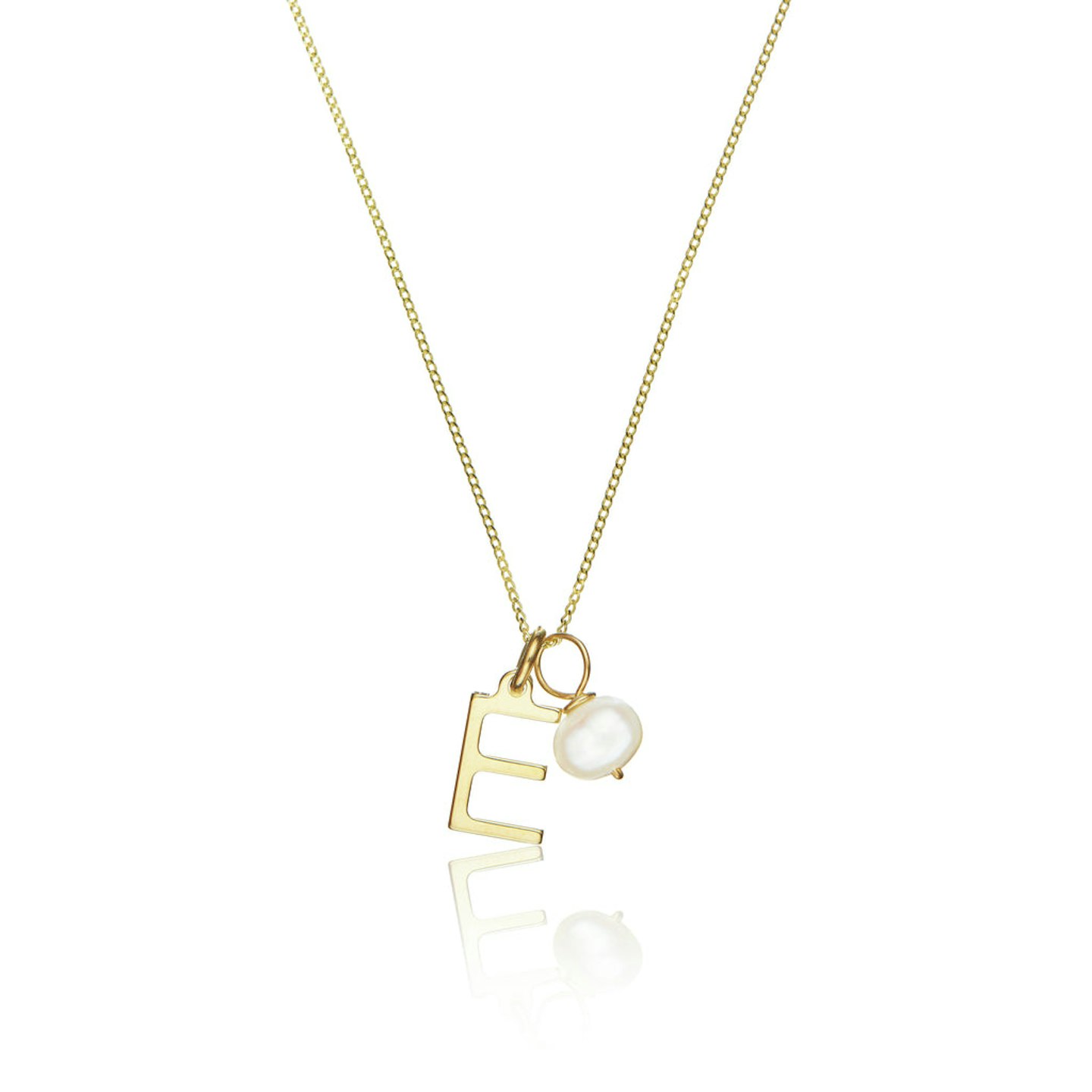 Lily & Roo, Solid Gold Initial And Pearl Drop Necklace