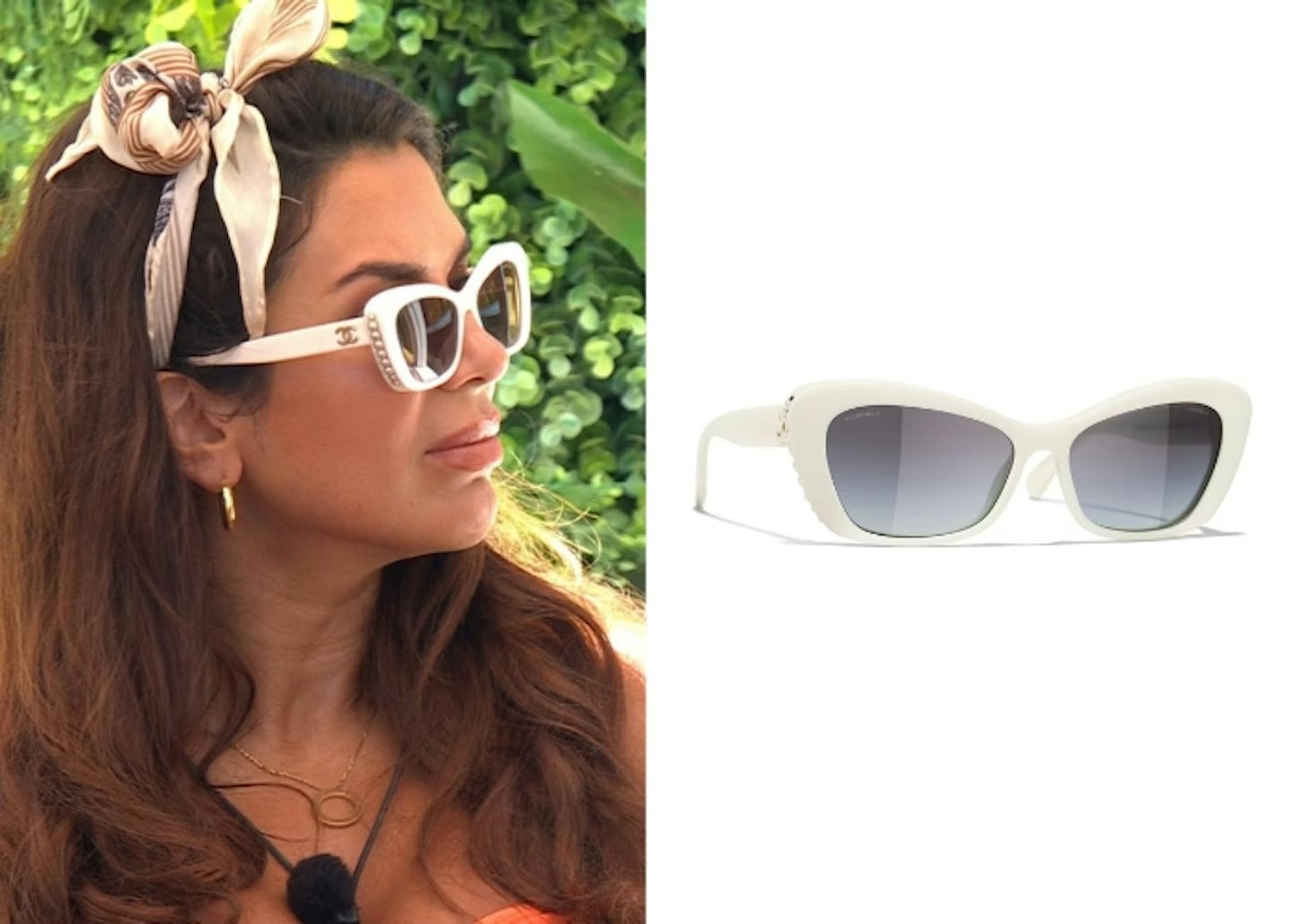 Ekin-Su Cülcüloğlu's White Chanel Sunglasses