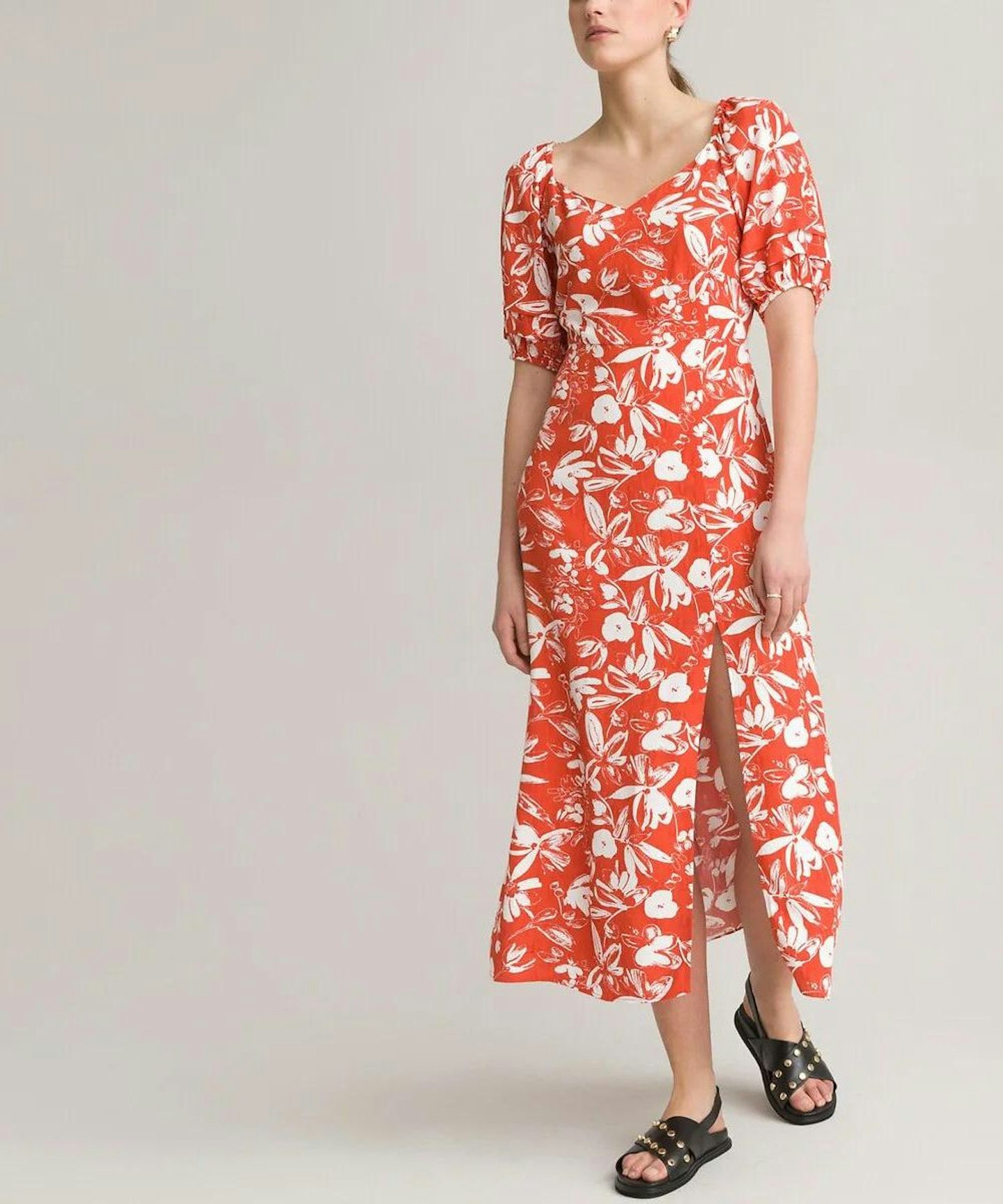 La Redoute Collections, Printed Midi Dress with V-Neck