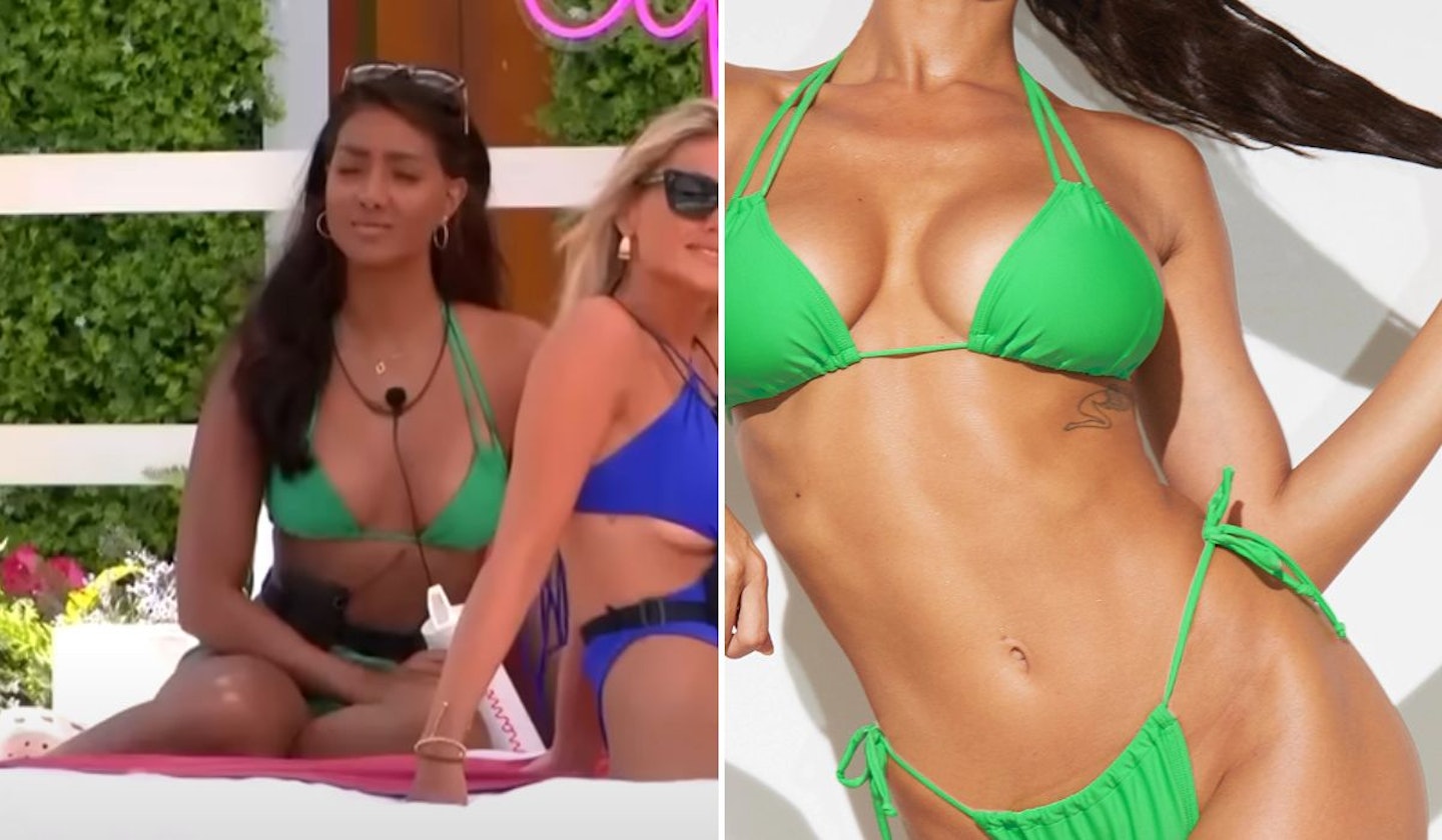 Sanam Harrinanan's Green Triangle Bikini